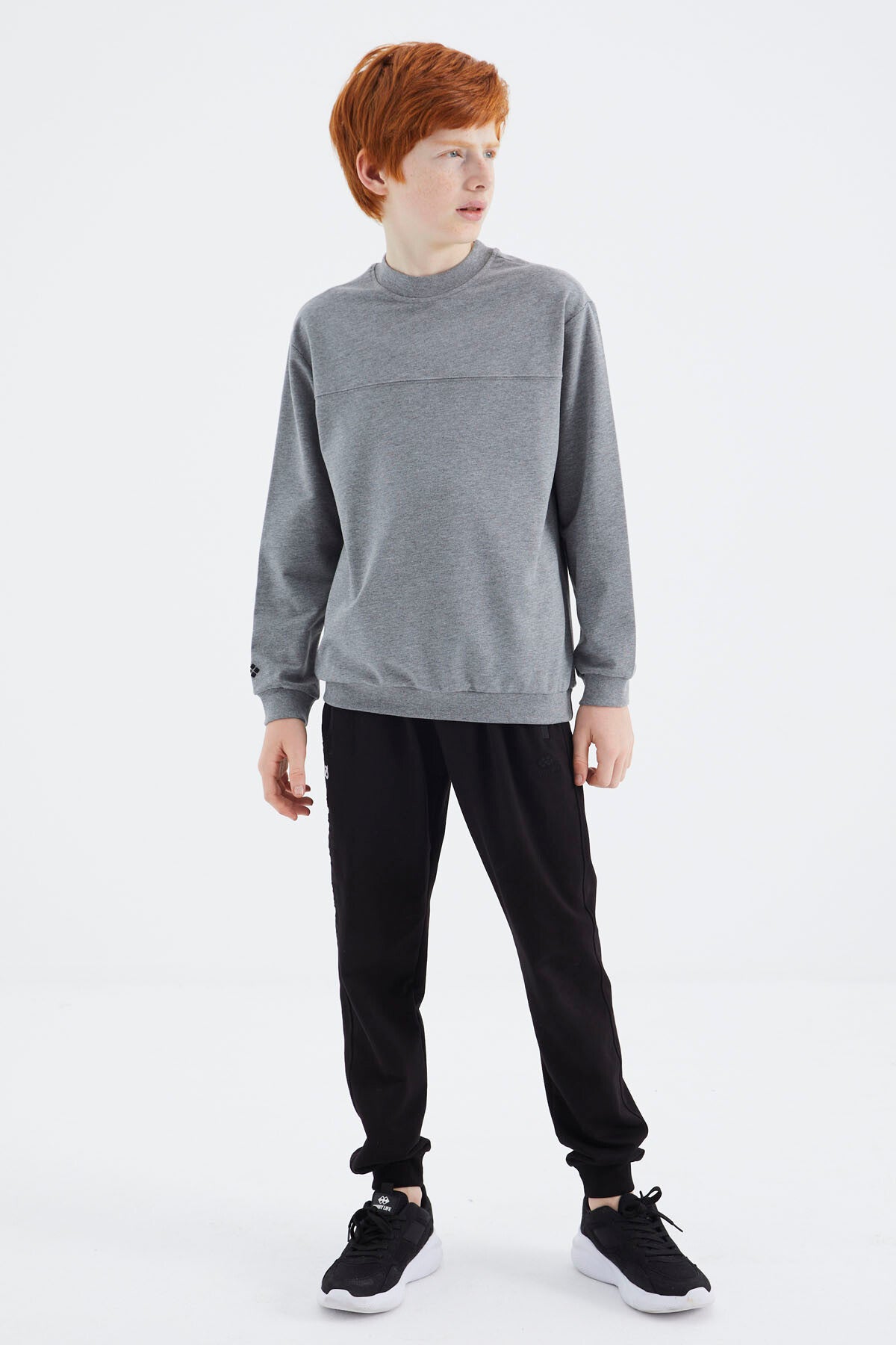 Gri Melanj Basic Erkek Çocuk Sweatshirt - 11173