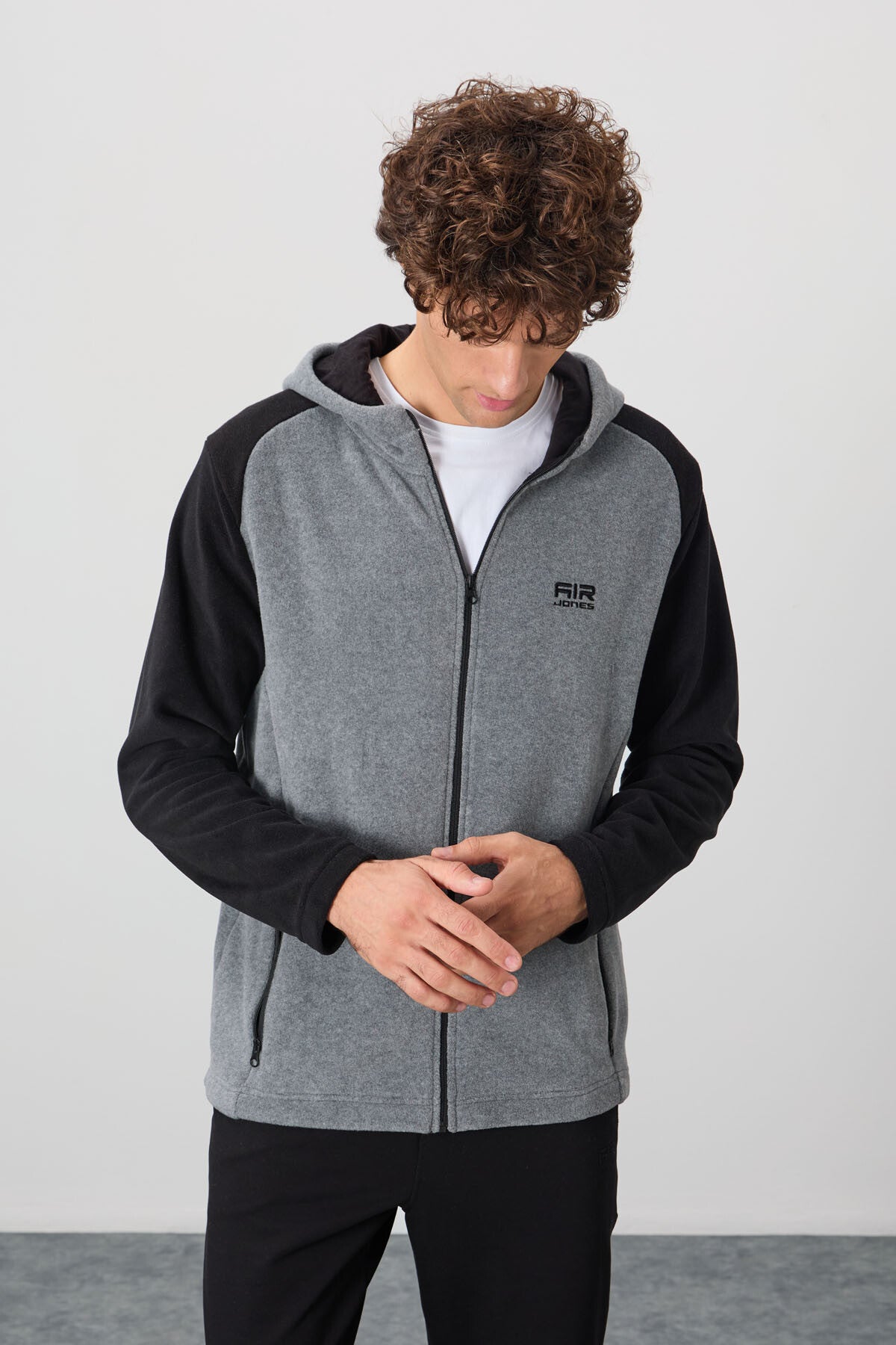 Connell Gri Melanj Rahat Kalıp Polar Erkek Sweatshirt - 88313