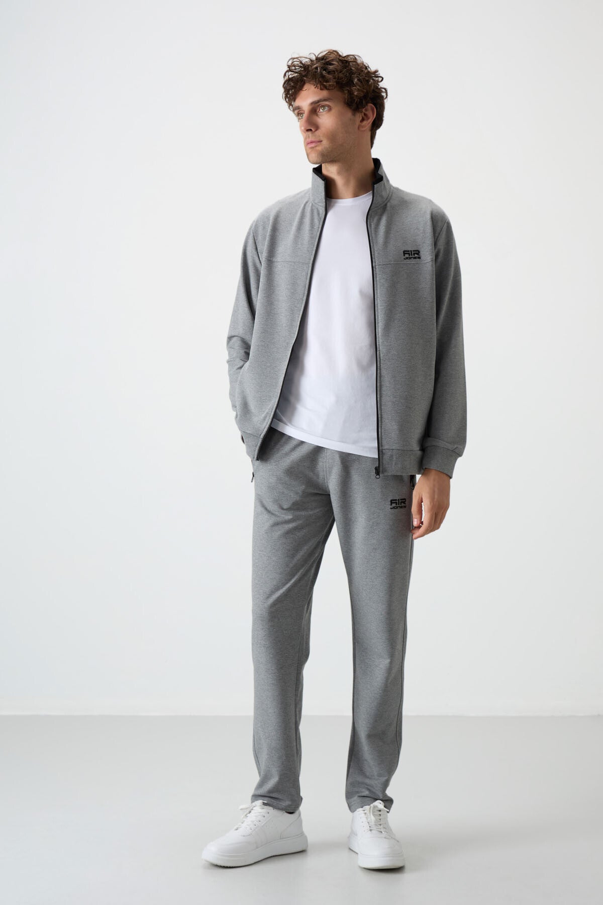 Troy Gri Melanj Standart Kalıp Erkek Eşofman Takım - 85196