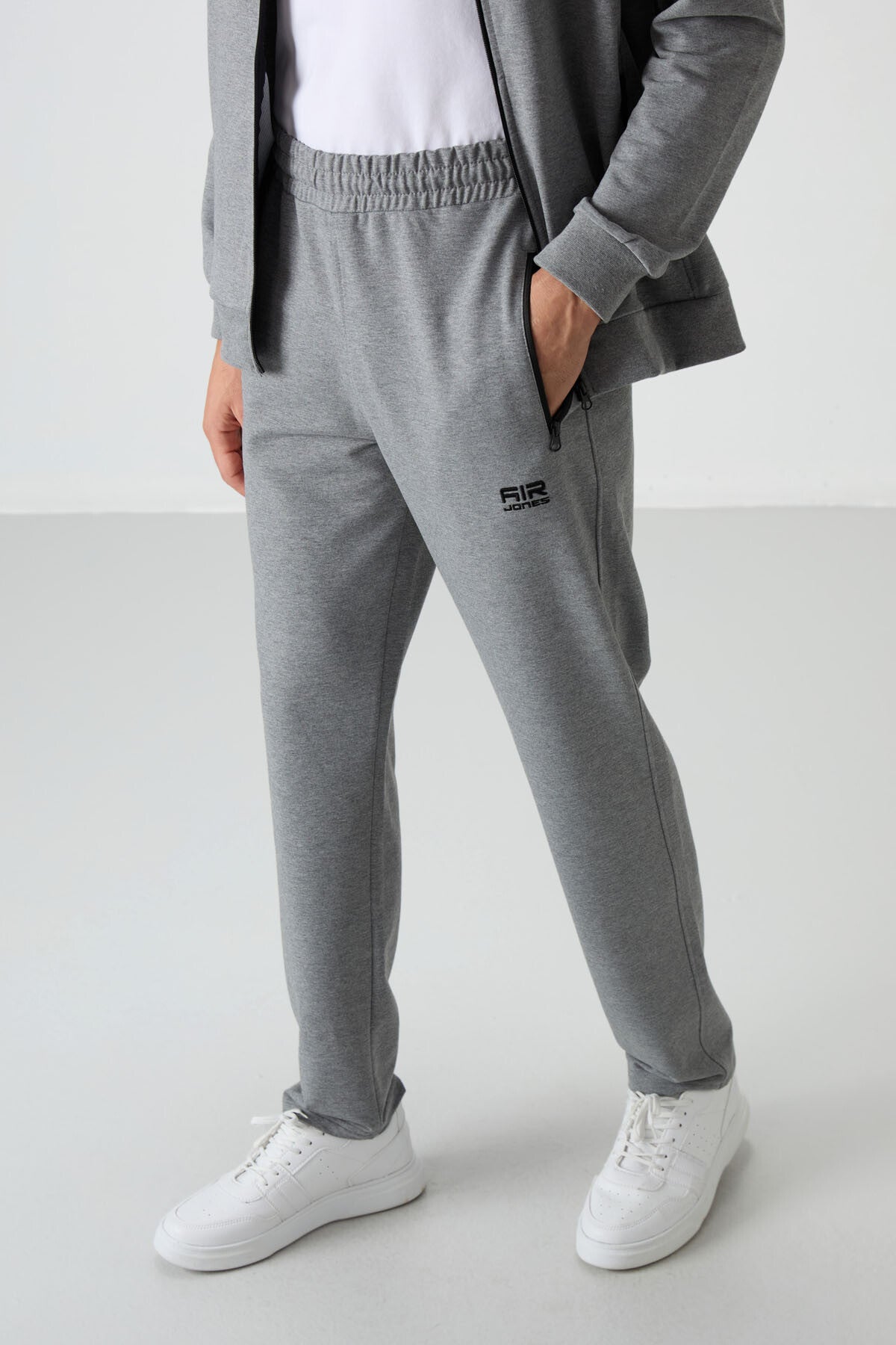 Troy Gri Melanj Standart Kalıp Erkek Eşofman Takım - 85196