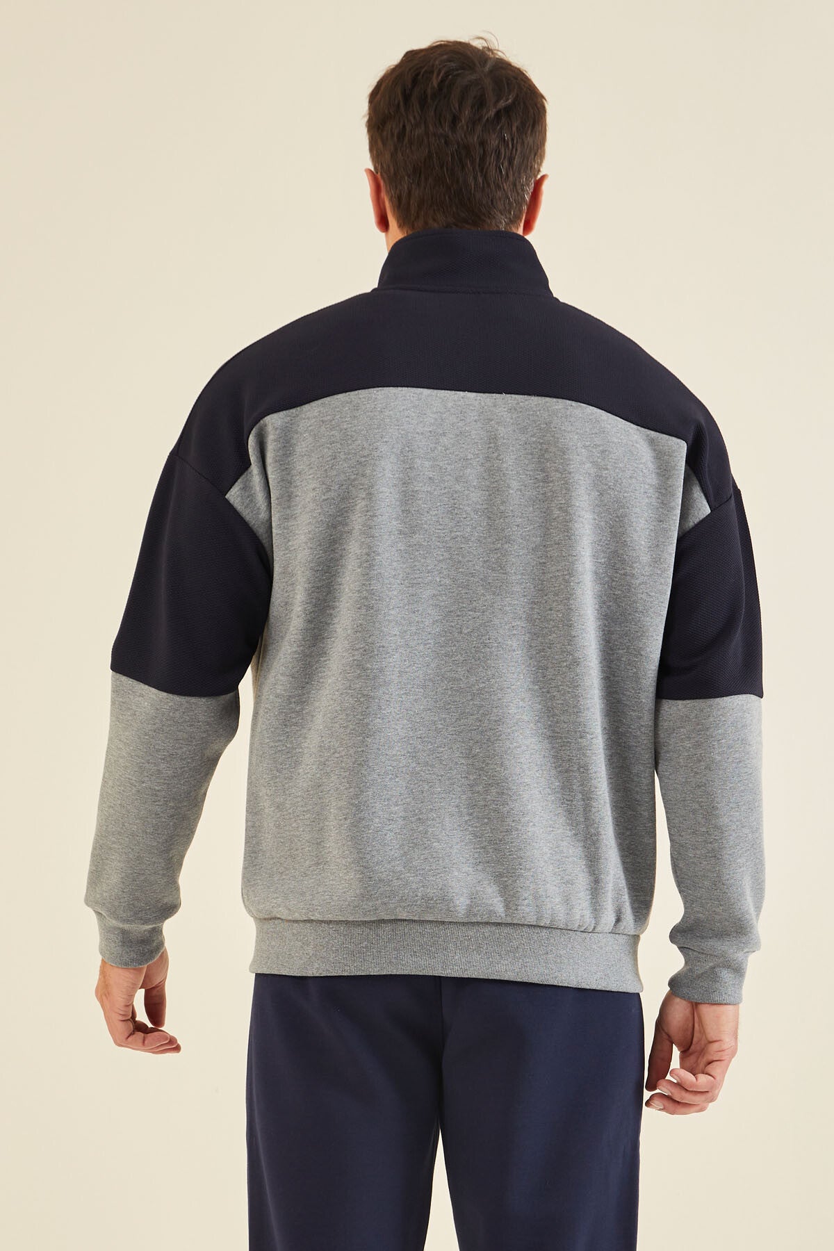 Gri Melanj Fermuarlı Erkek Sweatshirt - 88314