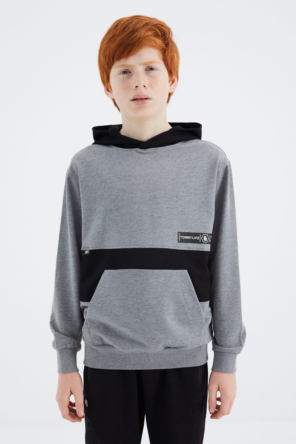 Gri Melanj Standart Kalıp Erkek Çocuk Sweatshirt - 11179