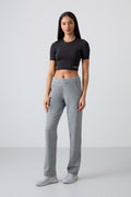 Gray Melange Detailed Pocket Comfortable Fit Classic Leg Women's Sweatpants - 94007