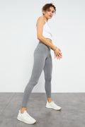 Gri Melanj Yüksek Bel Toparlayıcı Slim Fit Dar Paça Kadın Tayt - 94011