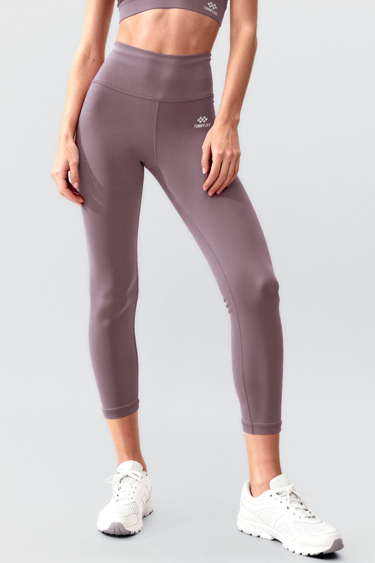 Gül Kurusu Yüksek Bel Toparlayıcı Çapraz Sırt Detaylı Slim Fit Kadın Tayt Takım - 95283