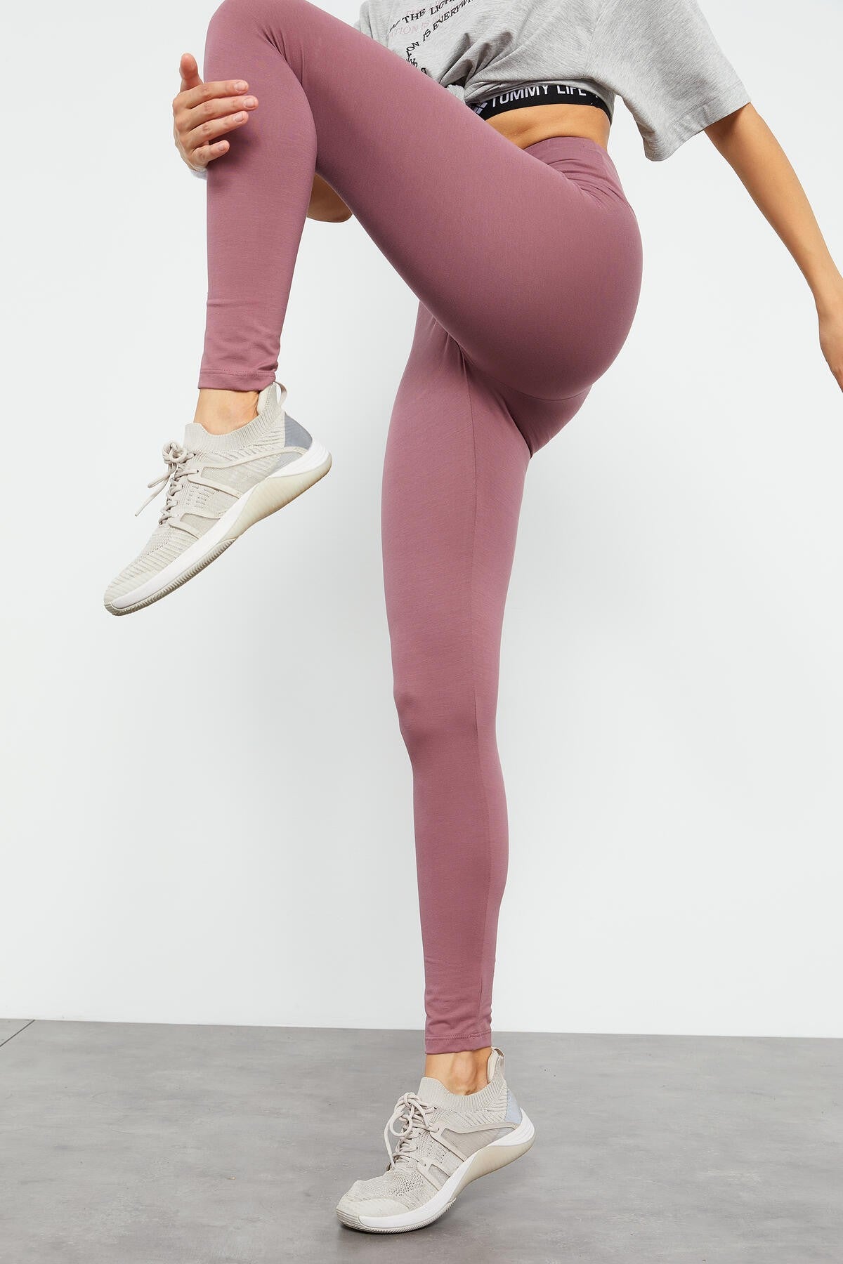 Gül Kurusu Yüksek Bel Toparlayıcı Slim Fit Dar Paça Kadın Tayt - 94011