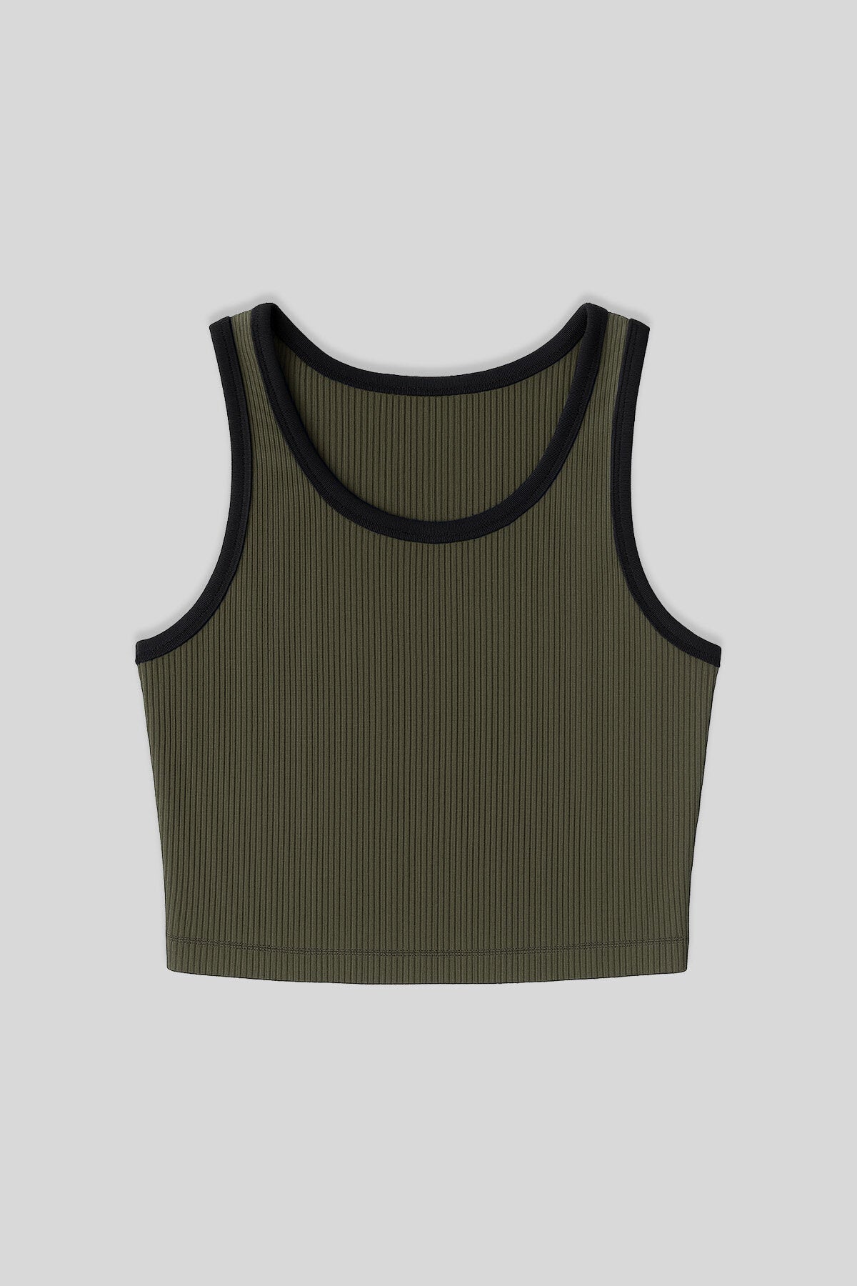 Haki Basic Sıfır Kol Dar Kalıp U Yaka Kadın Crop Top Atlet - 97160