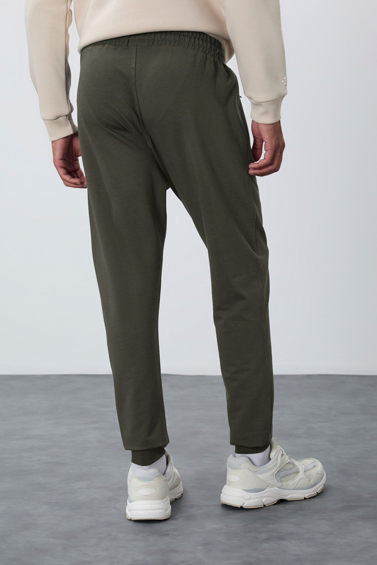 Haki Fermuar Cepli Standart Kalıp Jogger Erkek Eşofman Alt - 84651