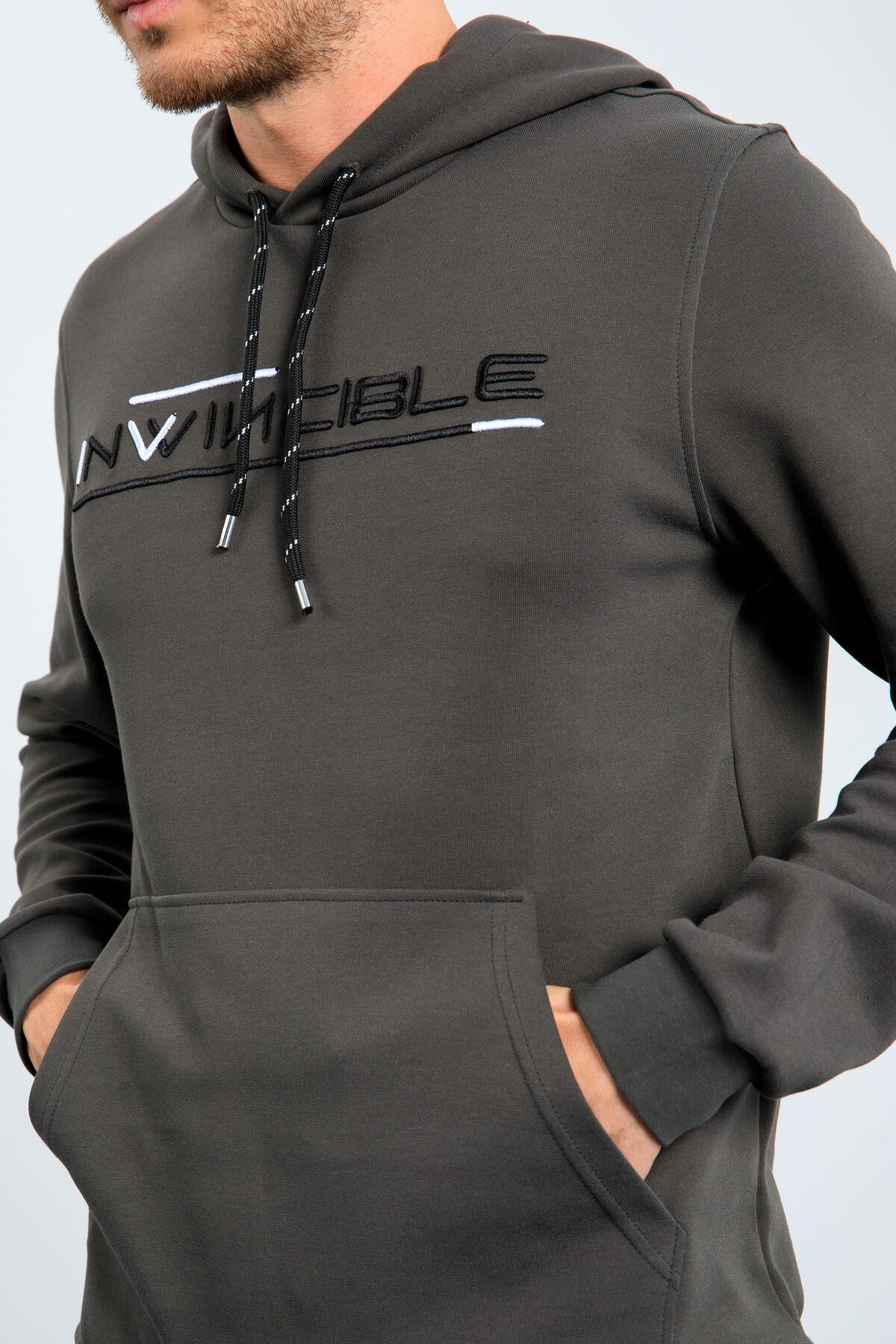 Haki Kanguru Cep Standart Kalıp Kapüşonlu Erkek Sweatshirt - 87883