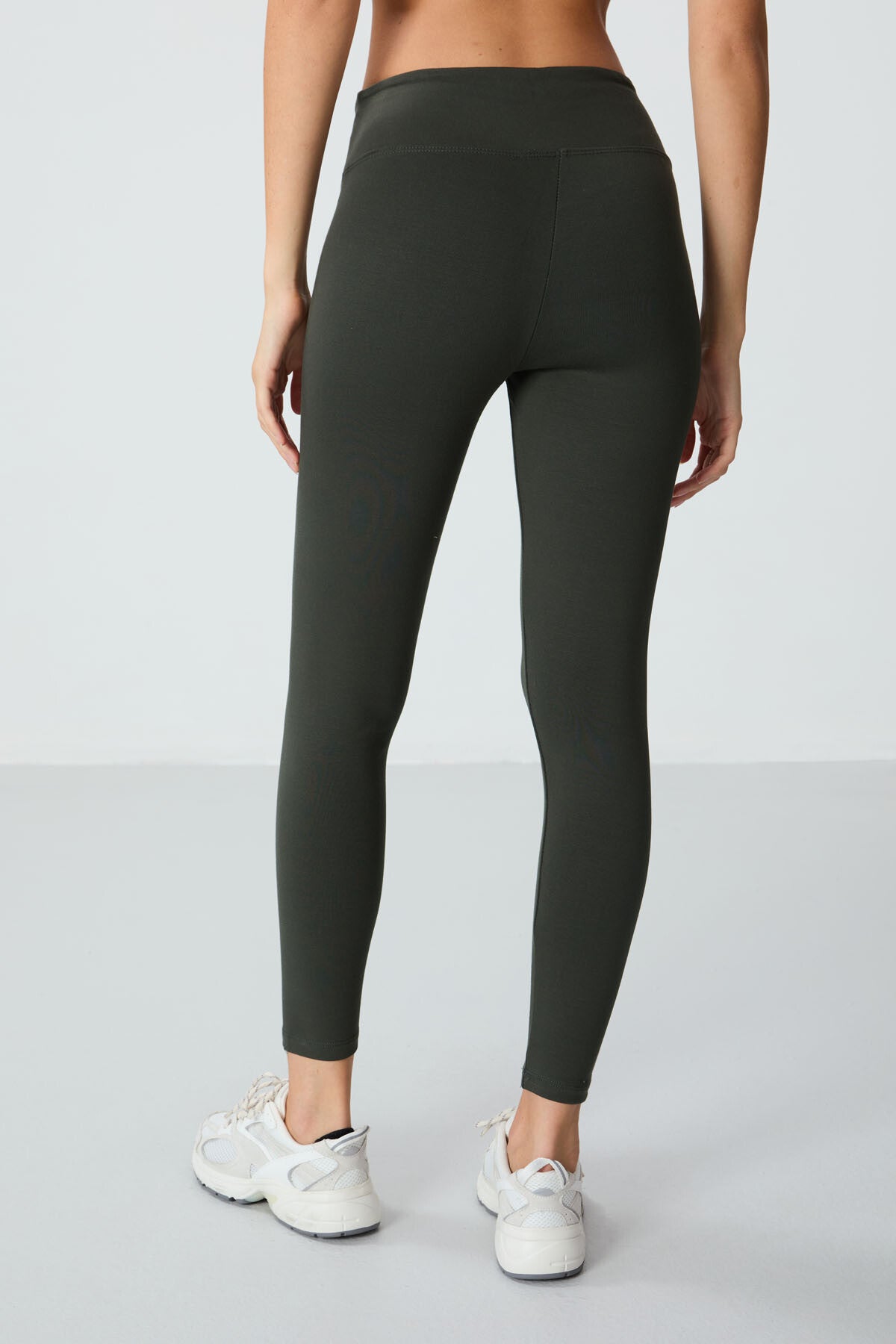 Haki Yüksek Bel Termal Slim Fit Dar Paça Kadın Tayt - 94577