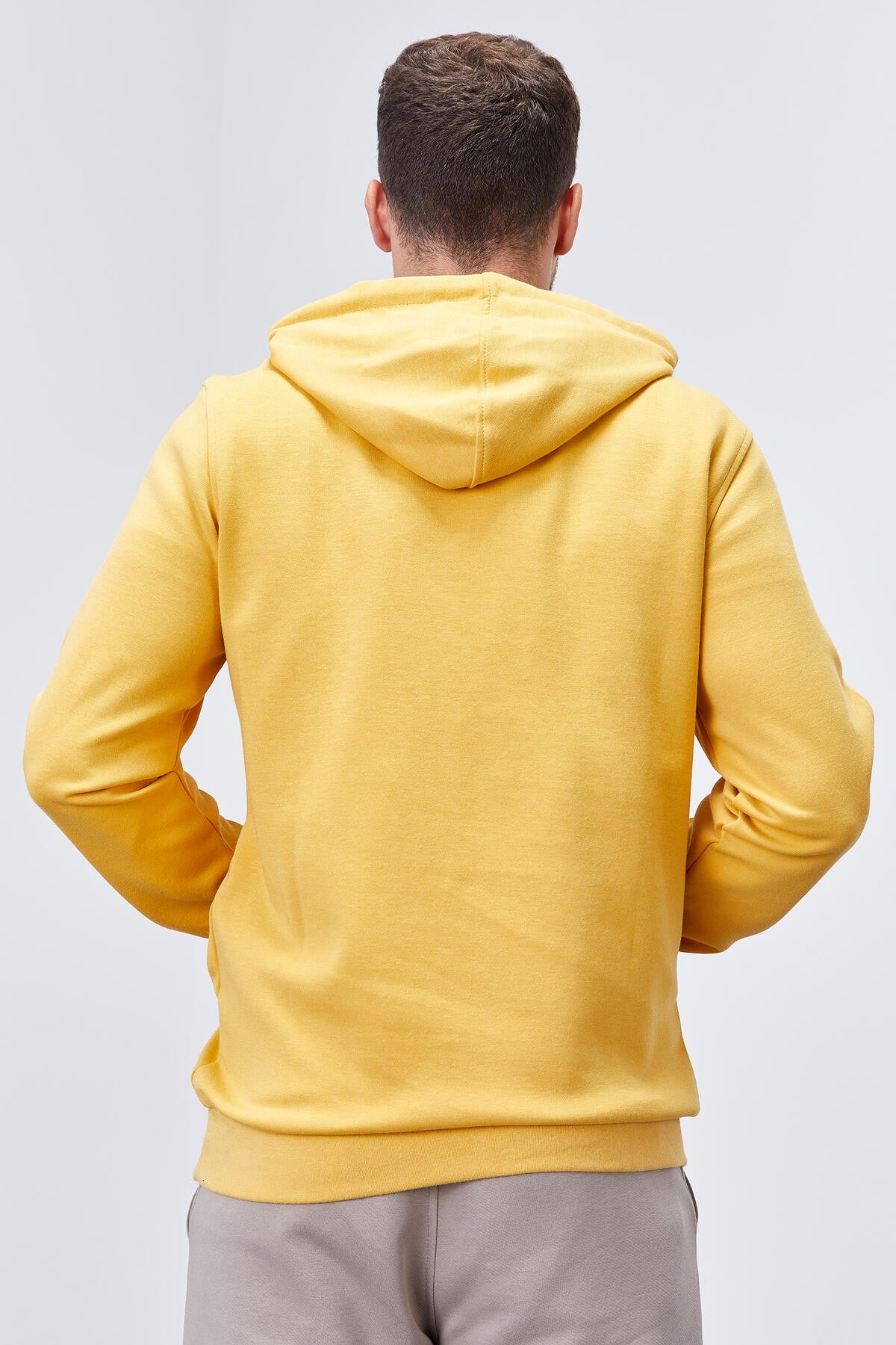 Hardal Kanguru Cep Standart Kalıp Kapüşonlu Erkek Sweatshirt - 87883