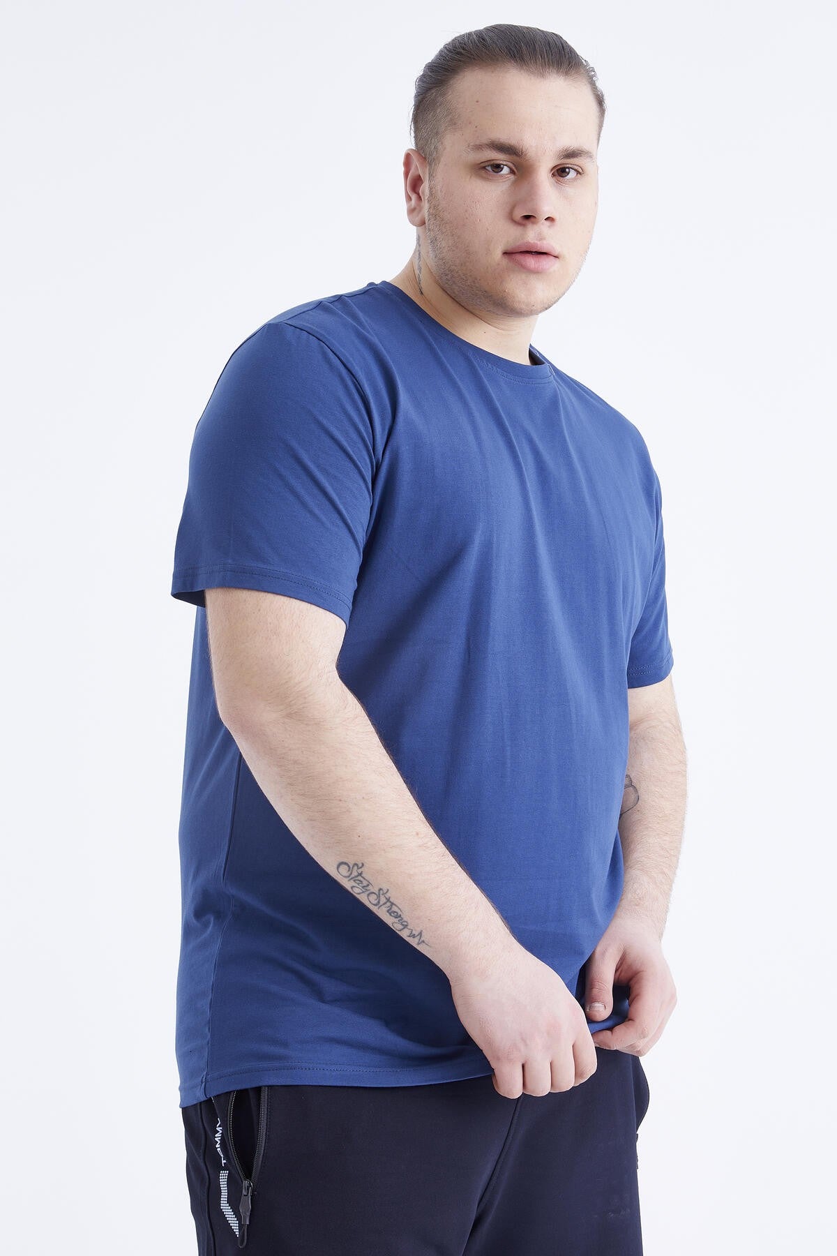 İndigo Basic Kısa Kol O Yaka Büyük Beden Erkek T-Shirt - 88072