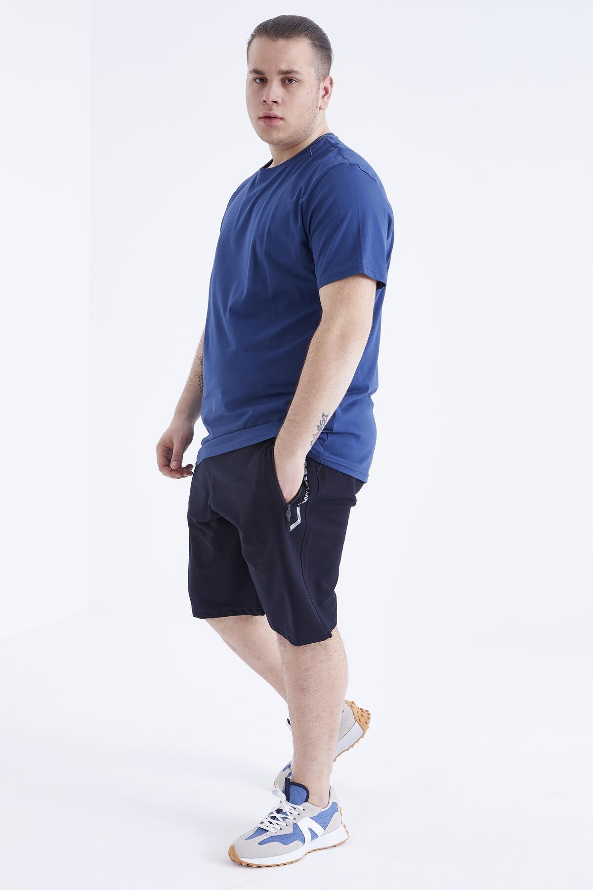 İndigo Basic Kısa Kol O Yaka Büyük Beden Erkek T-Shirt - 88072
