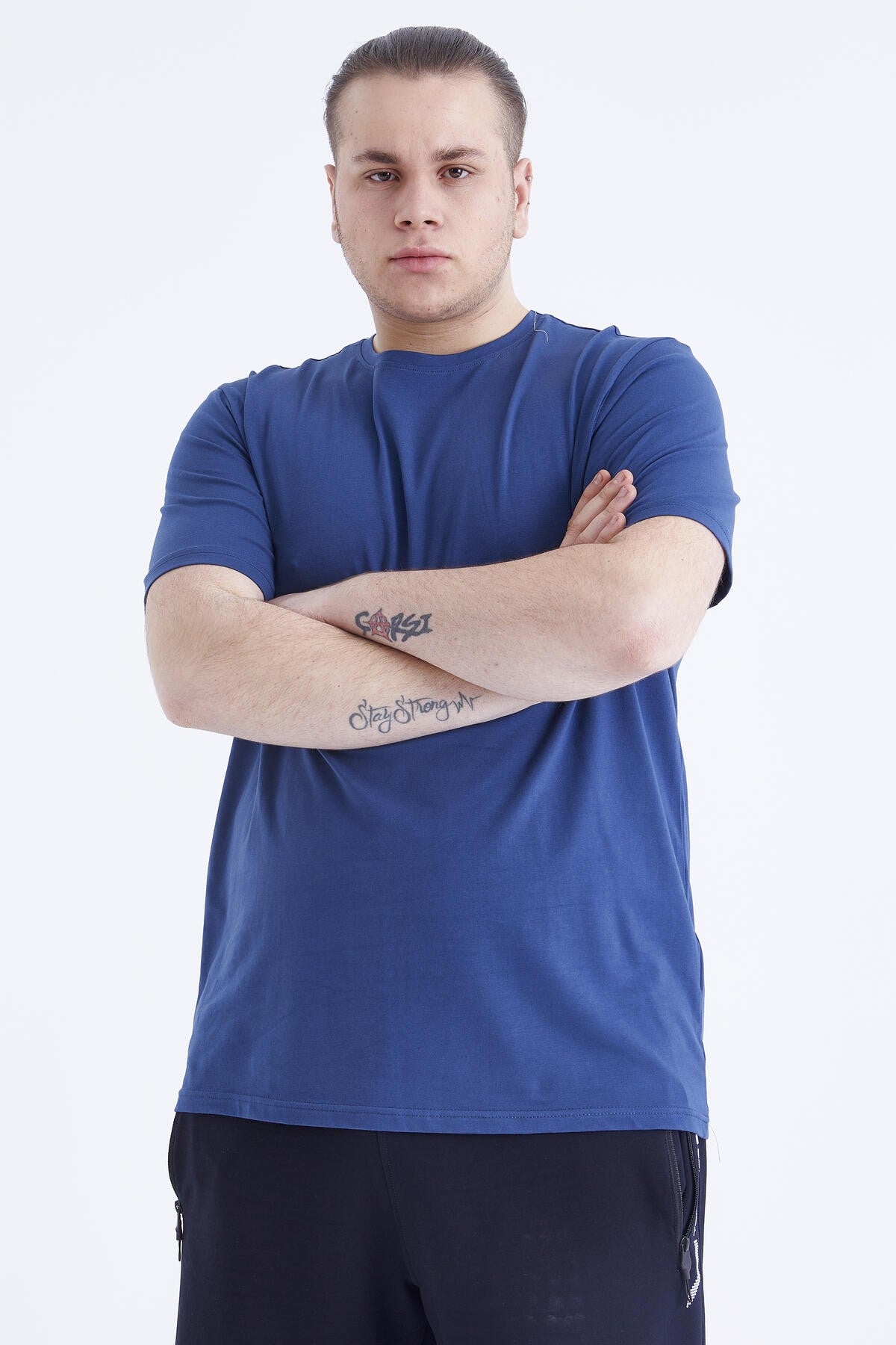 İndigo Basic Kısa Kol O Yaka Büyük Beden Erkek T-Shirt - 88072