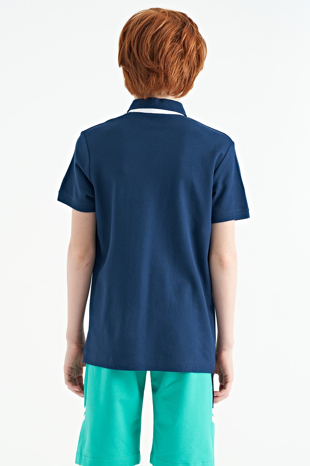 İndigo Baskılı Cep Detaylı Standart Kalıp Polo Yaka Erkek Çocuk T-Shirt - 11144