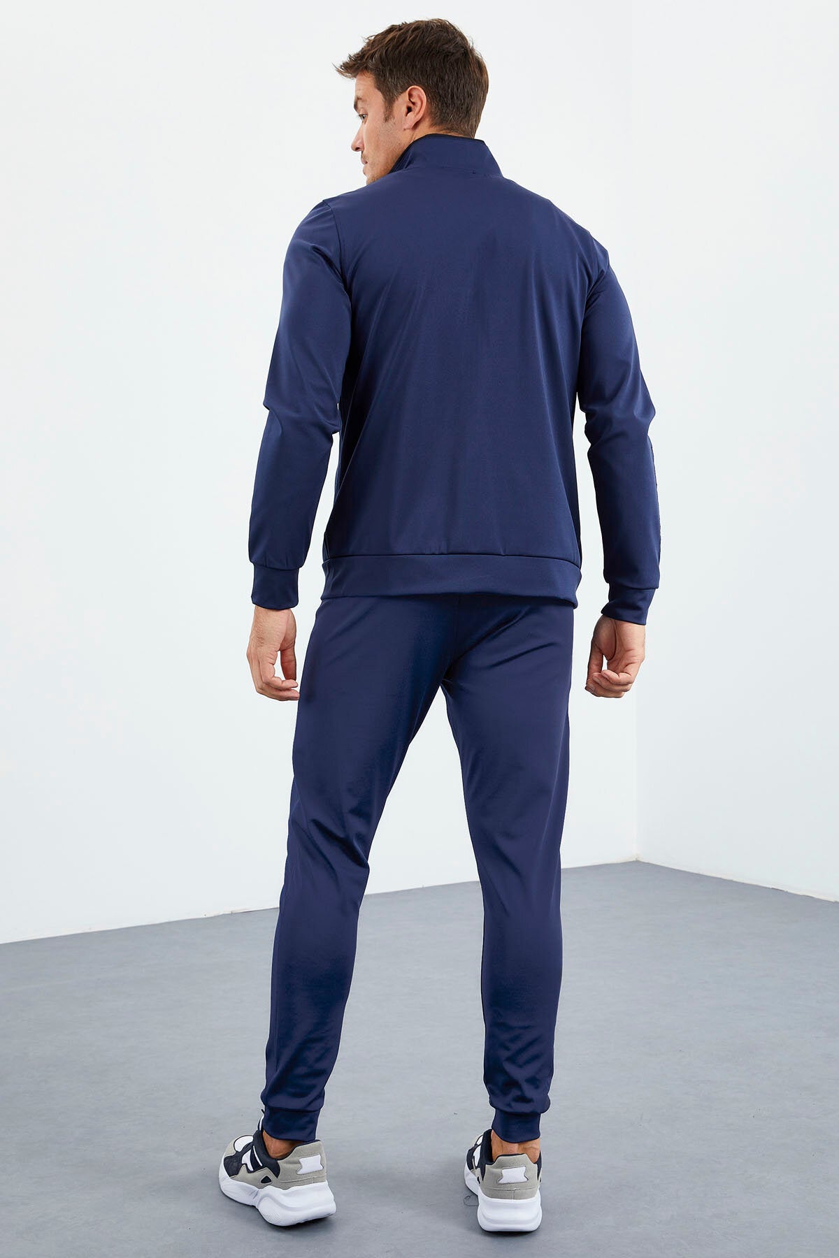 İndigo Dik Yaka Fermuarlı Standart Kalıp Manşetli Erkek Eşofman Takım - 85160