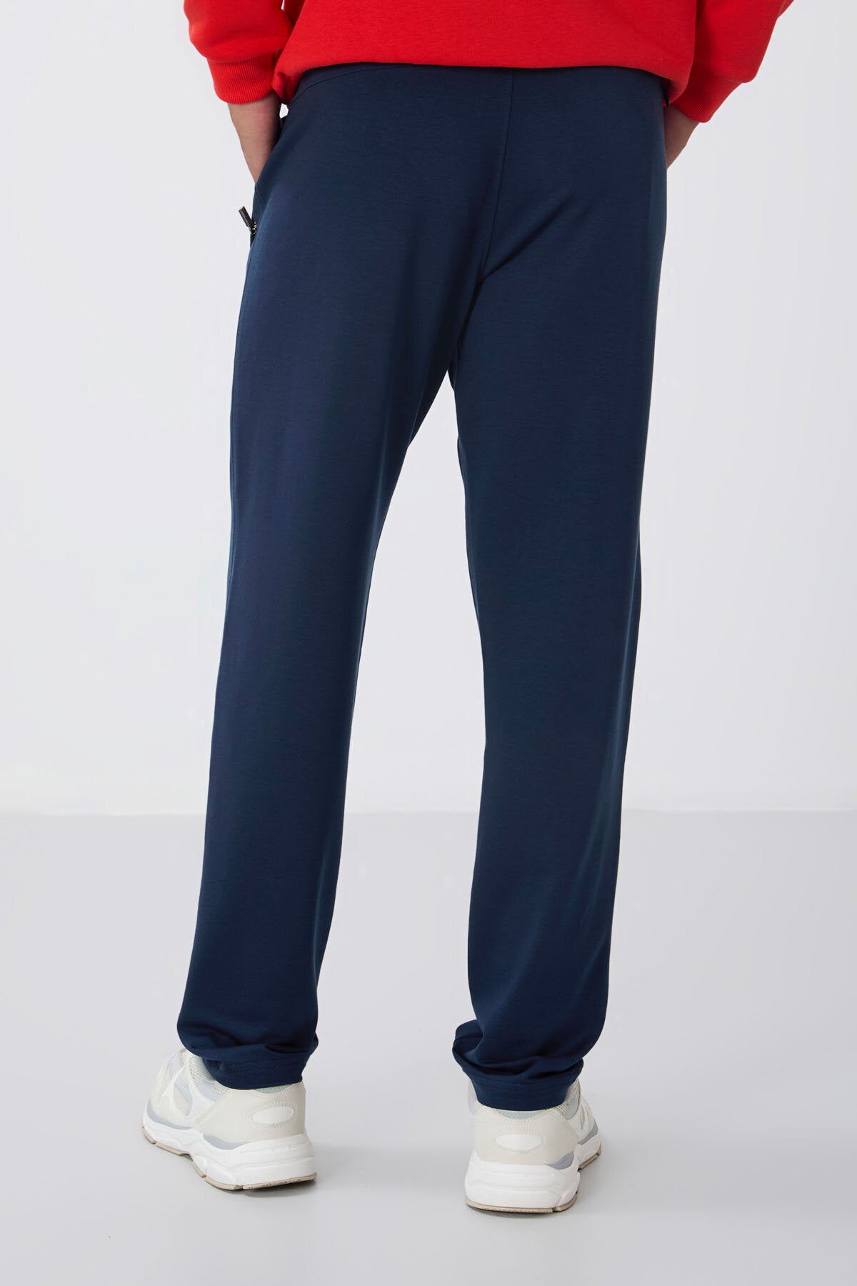 İndigo Fermuar Cepli Dar Kalıp Klasik Paça Erkek Eşofman Alt - 84669