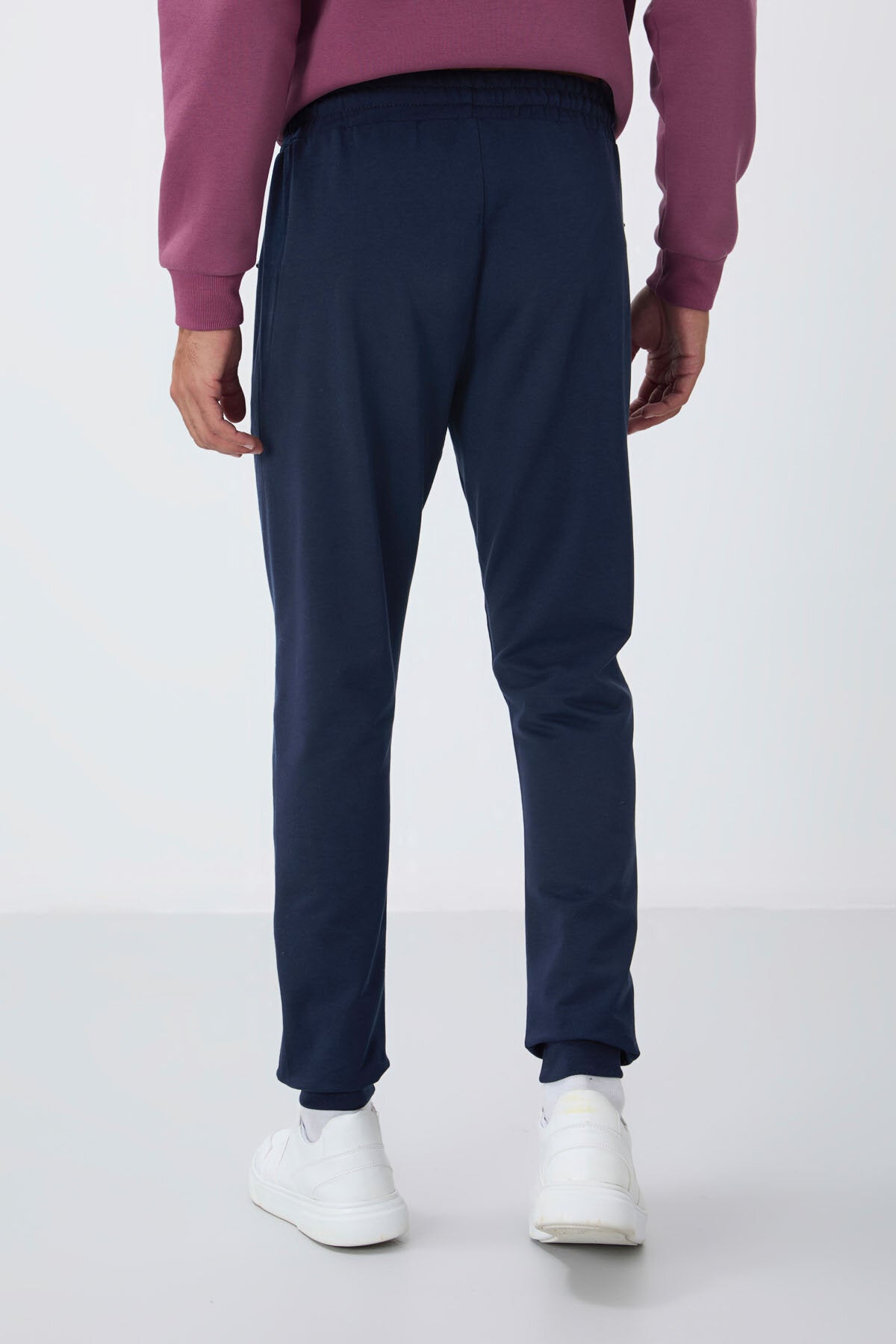 İndigo Fermuar Cepli Standart Kalıp Jogger Erkek Eşofman Alt - 84651