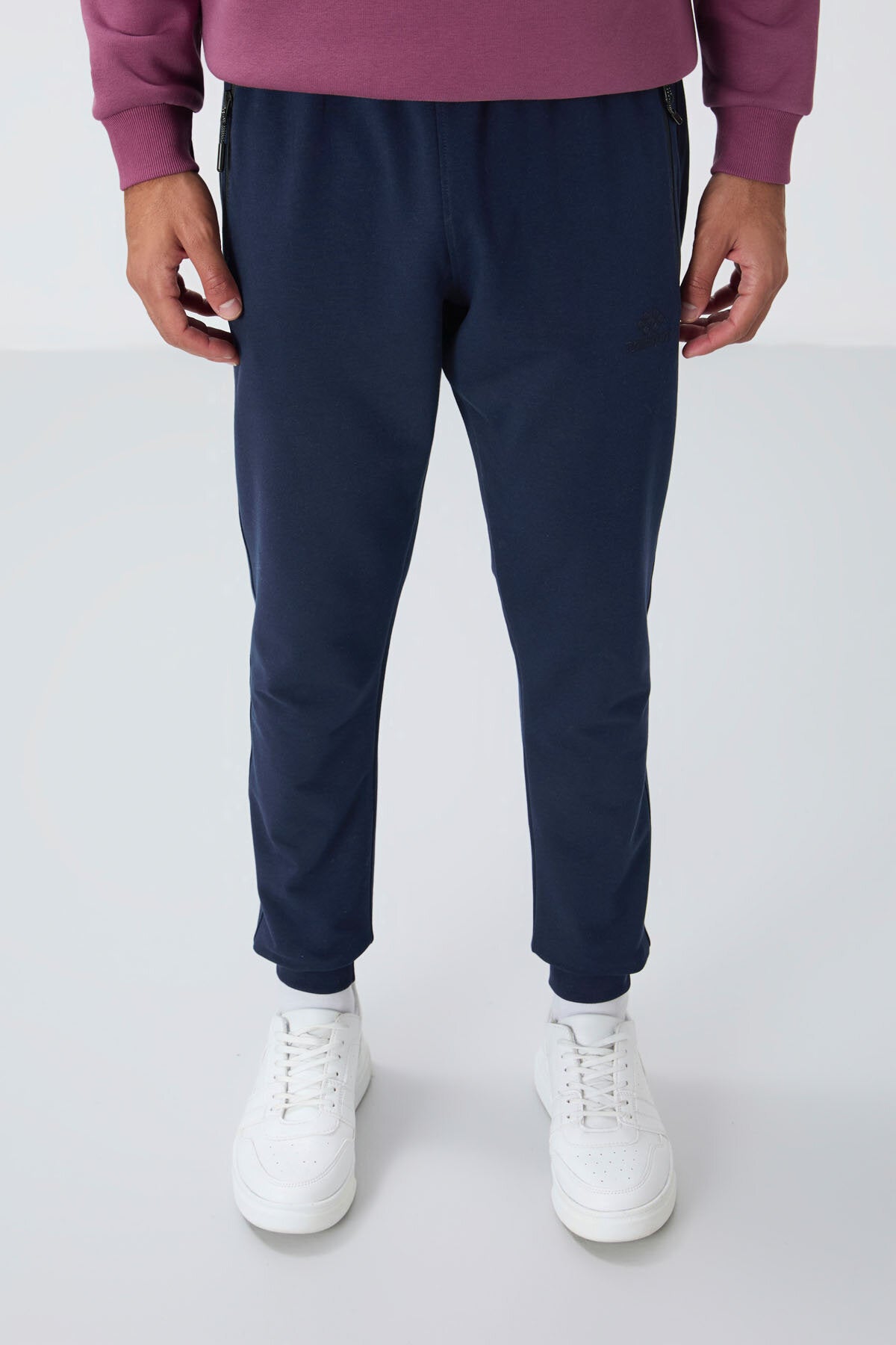 İndigo Fermuar Cepli Standart Kalıp Jogger Erkek Eşofman Alt - 84651