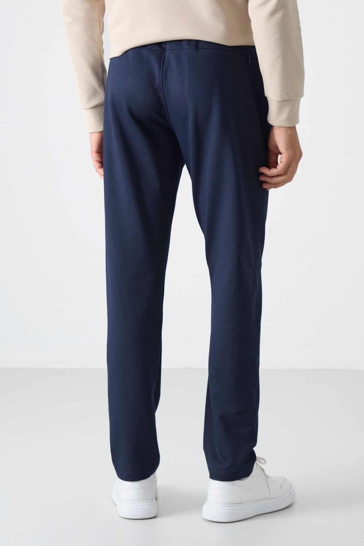 İndigo Fermuarlı Üç Cepli Dar Kalıp Klasik Paça Erkek Eşofman Alt - 84671