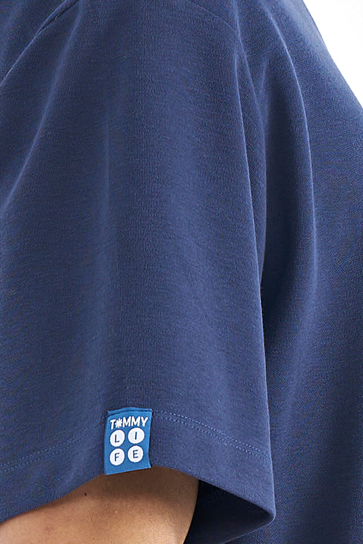 İndigo Kol Arma Detaylı Basic Oversize Erkek T-Shirt - 88193
