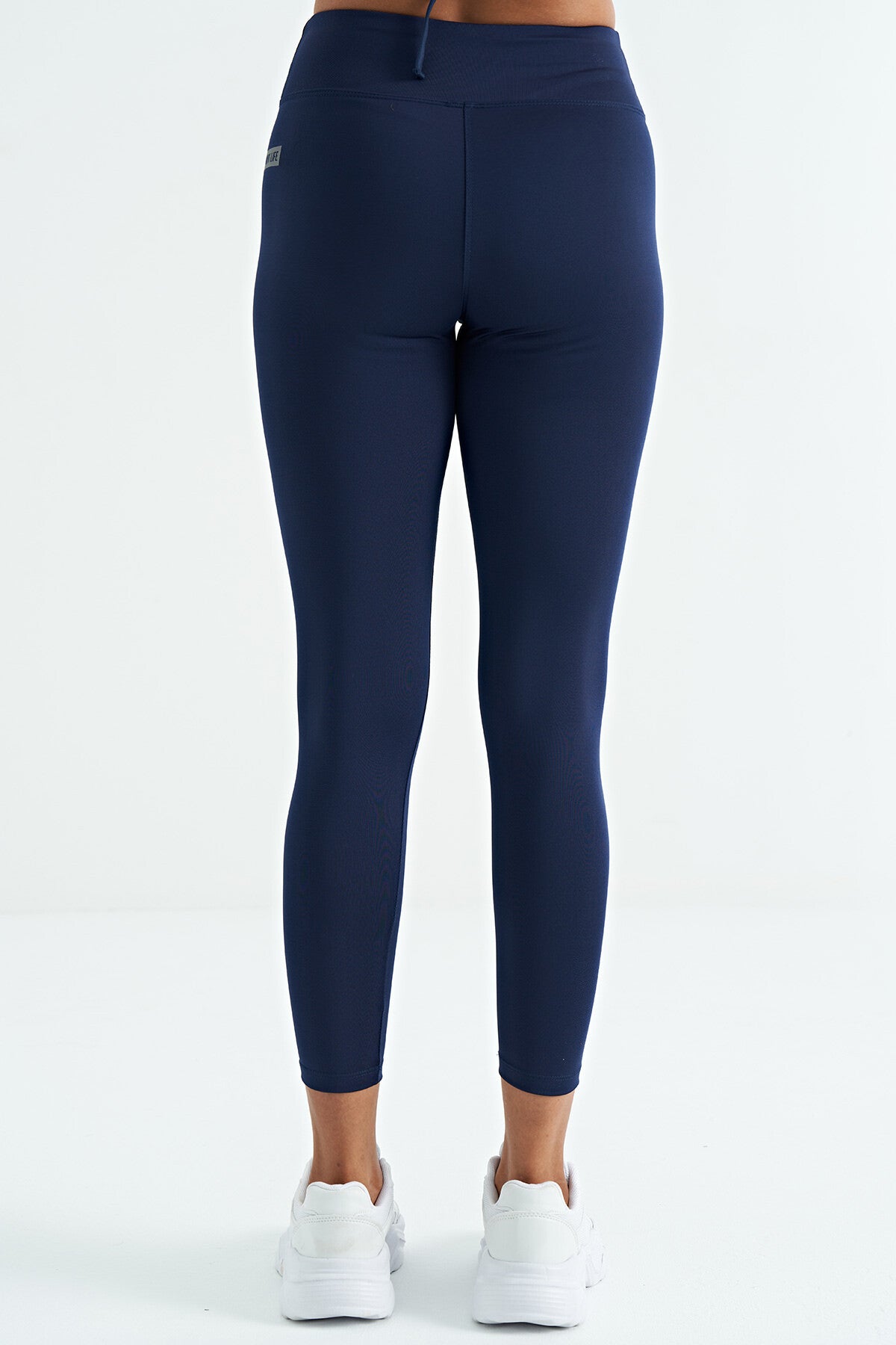 İndigo Logo Baskı Detaylı Yüksek Bel Dalgıç Kumaş Slim Fit Kadın Tayt - 94627