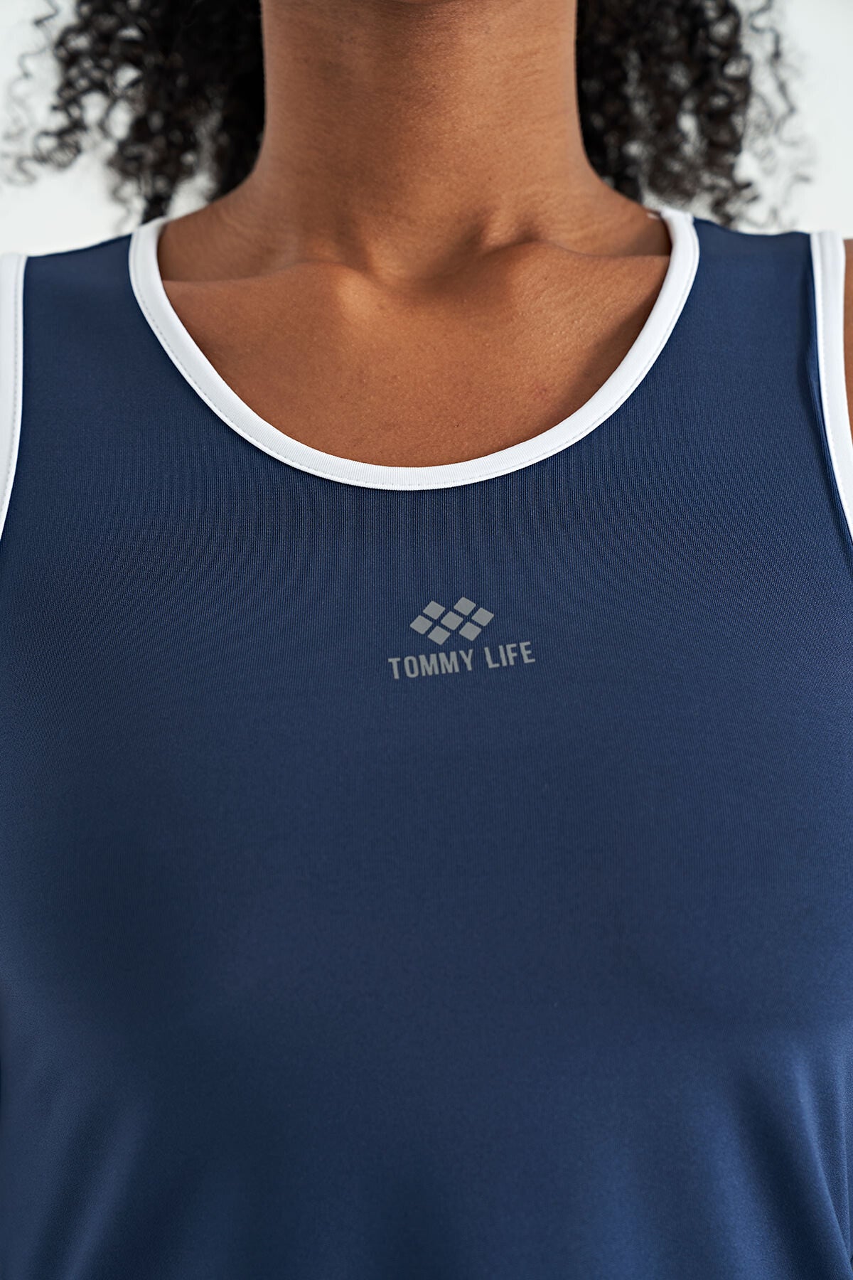 İndigo Logo Baskılı Biye Şeritli Standart Kalıp Kadın Spor Atlet - 97255