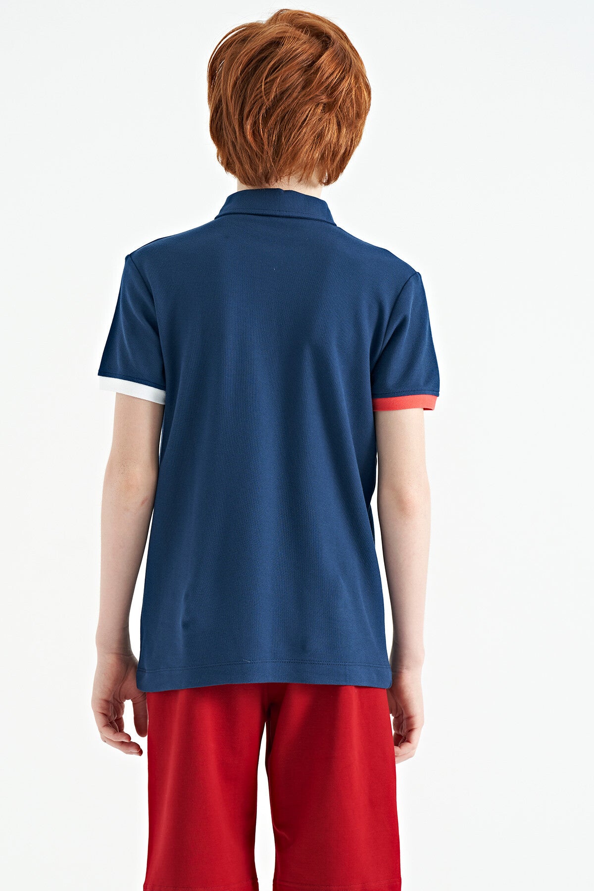 İndigo Ön Cep Detaylı Baskılı Standart Kalıp Polo Yaka Erkek Çocuk T-Shirt - 11102