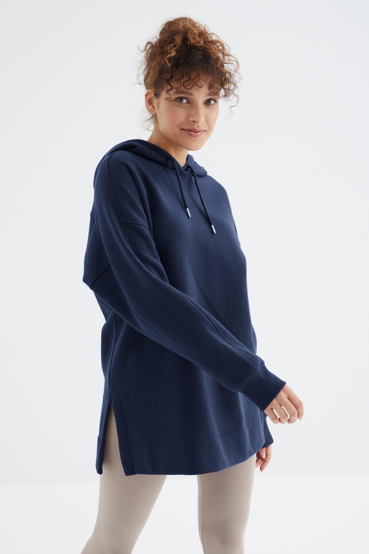 İndigo Reglan Kol Basic Kapüşonlu Oversize Sweatshirt Tunik - 97242