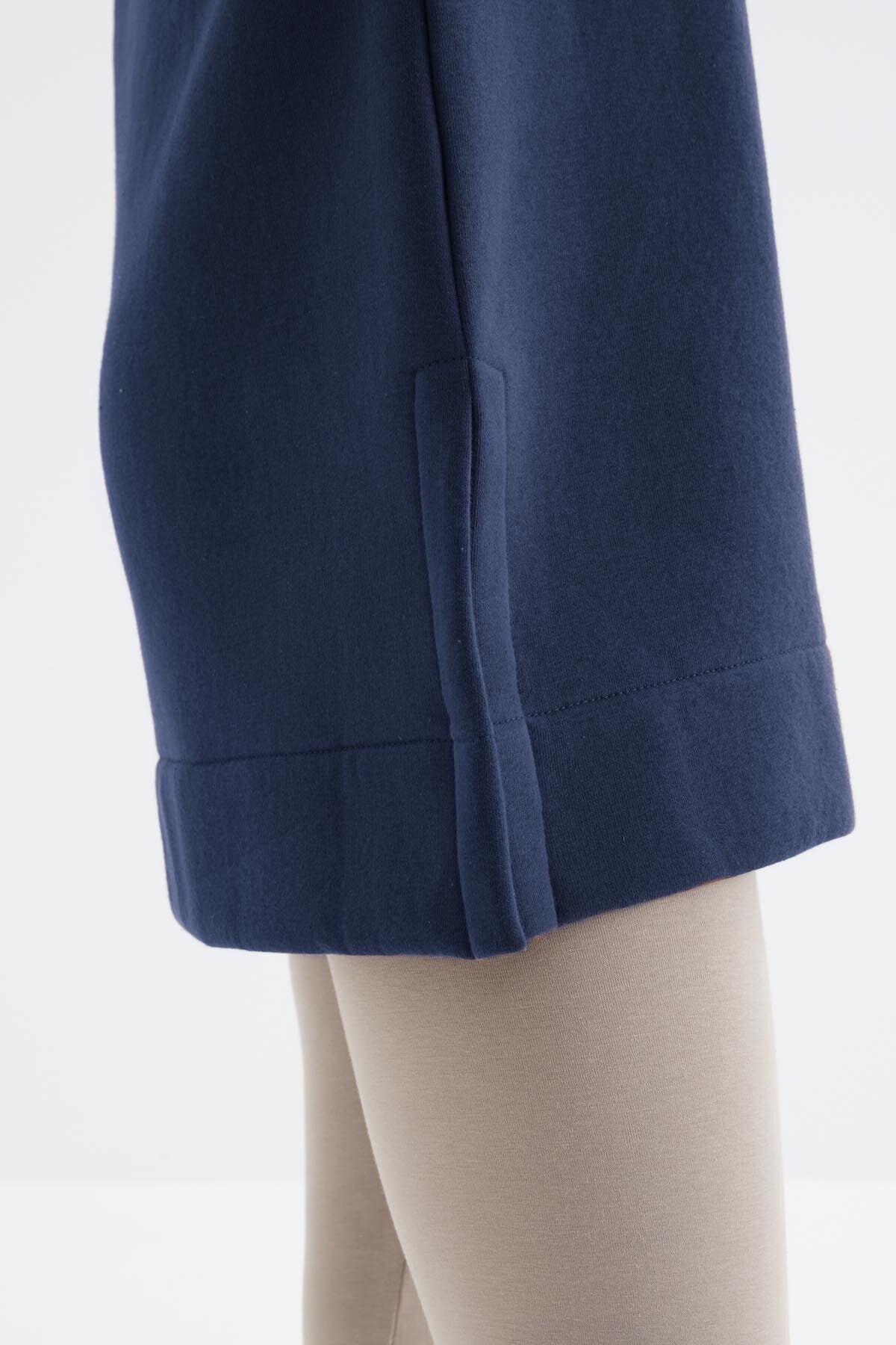 İndigo Reglan Kol Basic Kapüşonlu Oversize Sweatshirt Tunik - 97242