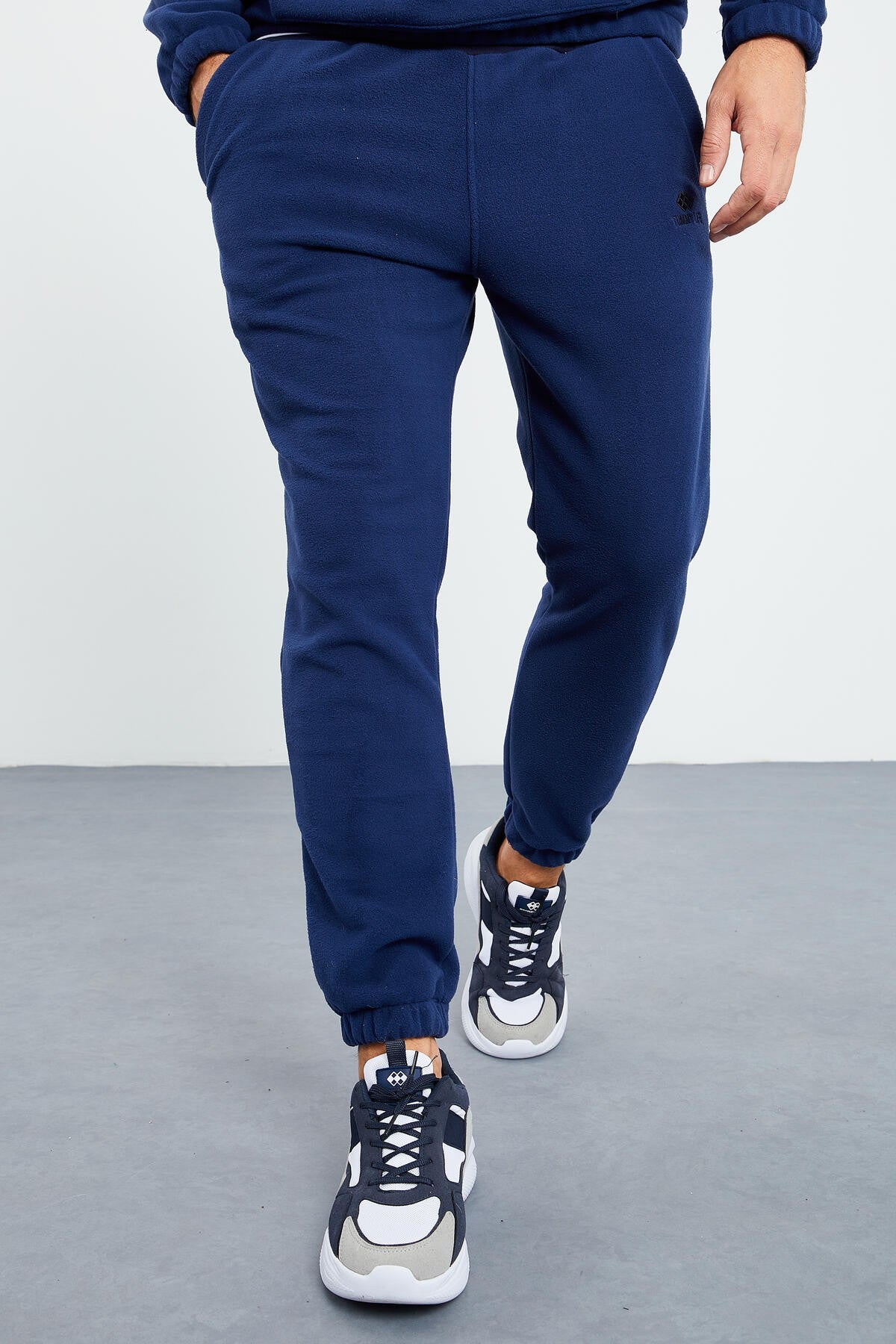 İndigo Yarım Fermuar Dik Yaka Lastik Paça Polar Erkek Eşofman Takımı - 85159