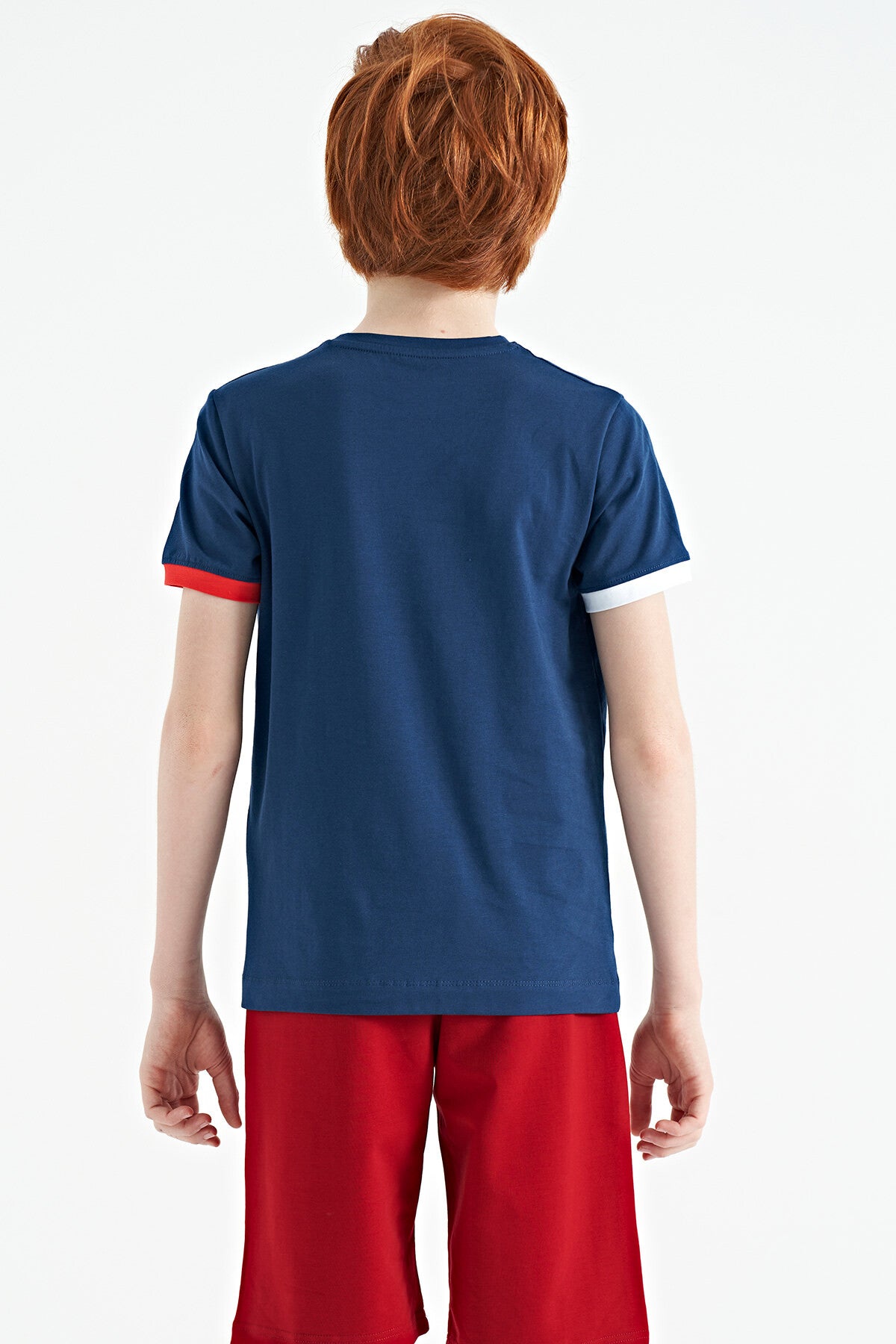 İndigo Yazı Baskılı Standart Kalıp O Yaka Erkek  Çocuk T-Shirt - 11105