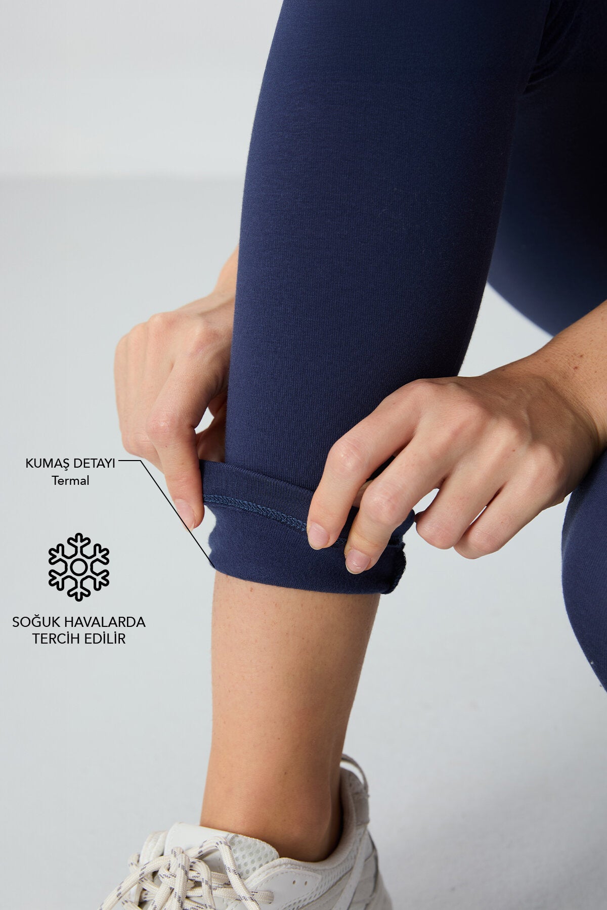 İndigo Yüksek Bel Termal Slim Fit Dar Paça Kadın Tayt - 94577