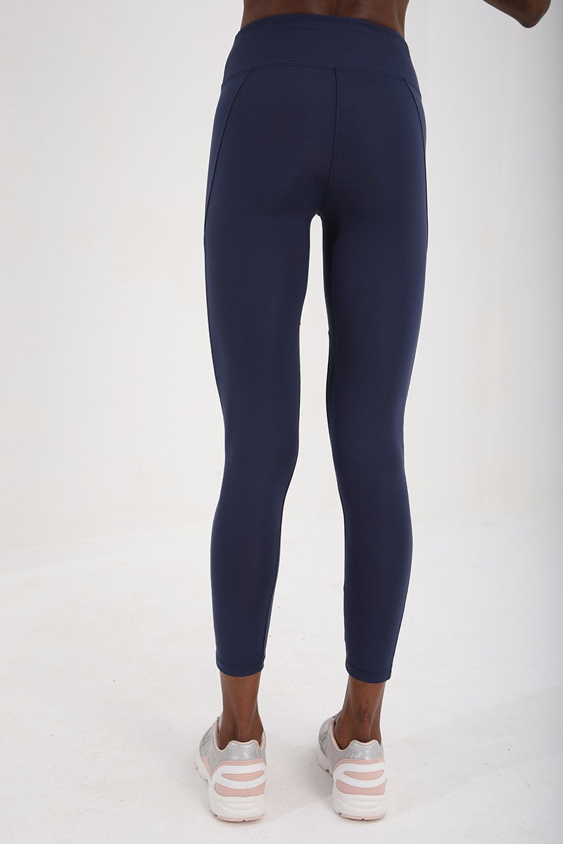 İndigo Yüksek Bel Toparlayıcı Şerit Detaylı Slim Fit Dar Paça Kadın Tayt - 94542