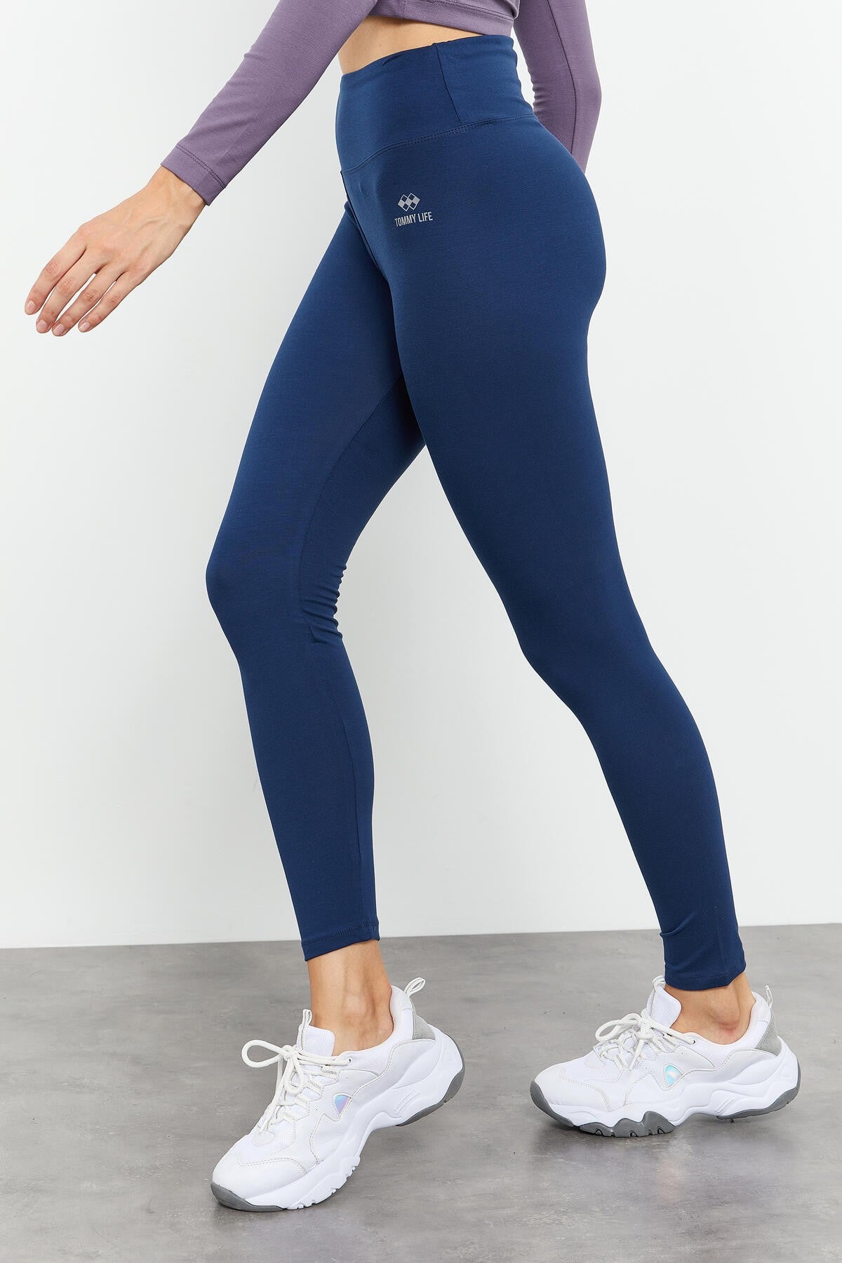 İndigo Yüksek Bel Toparlayıcı Slim Fit Dar Paça Kadın Tayt - 94011