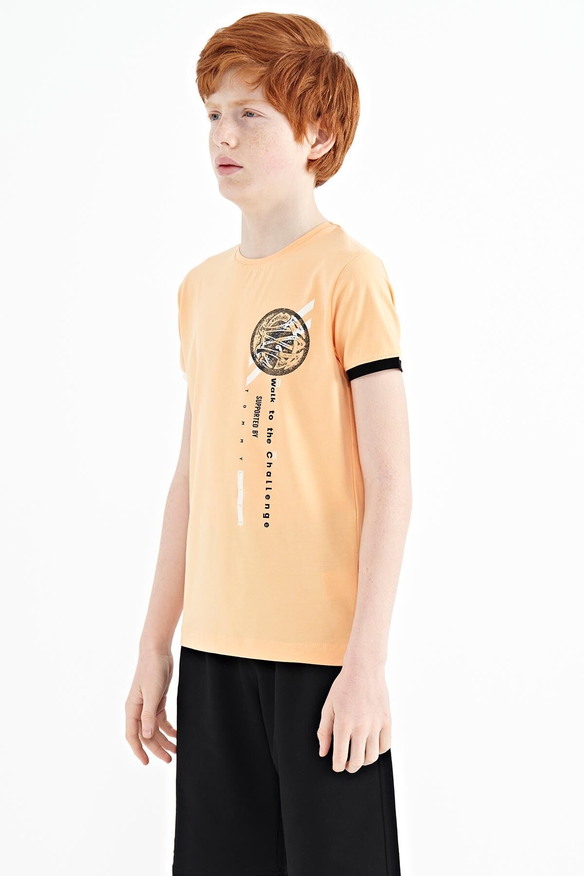 Kavun Içi Baskı Detaylı O Yaka Standart Kalıp Erkek Çocuk T-Shirt - 11131