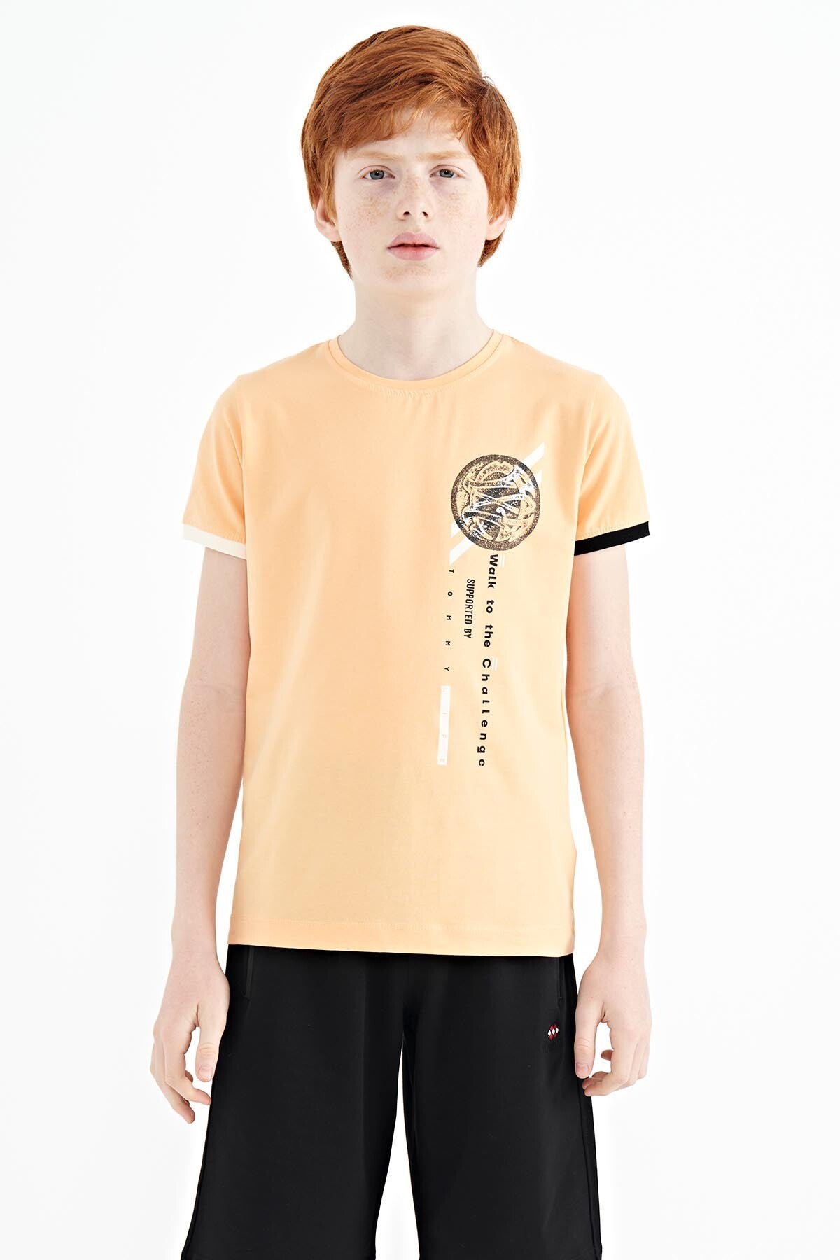 Kavun Içi Baskı Detaylı O Yaka Standart Kalıp Erkek Çocuk T-Shirt - 11131