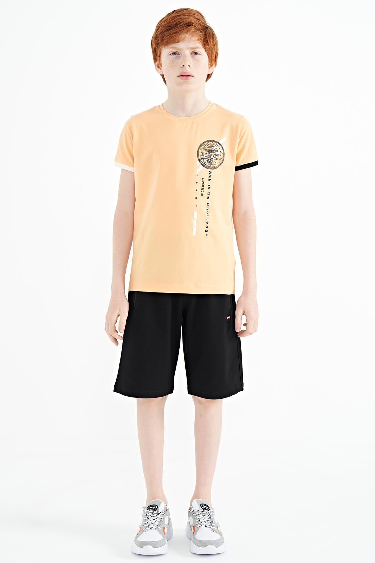 Kavun Içi Baskı Detaylı O Yaka Standart Kalıp Erkek Çocuk T-Shirt - 11131