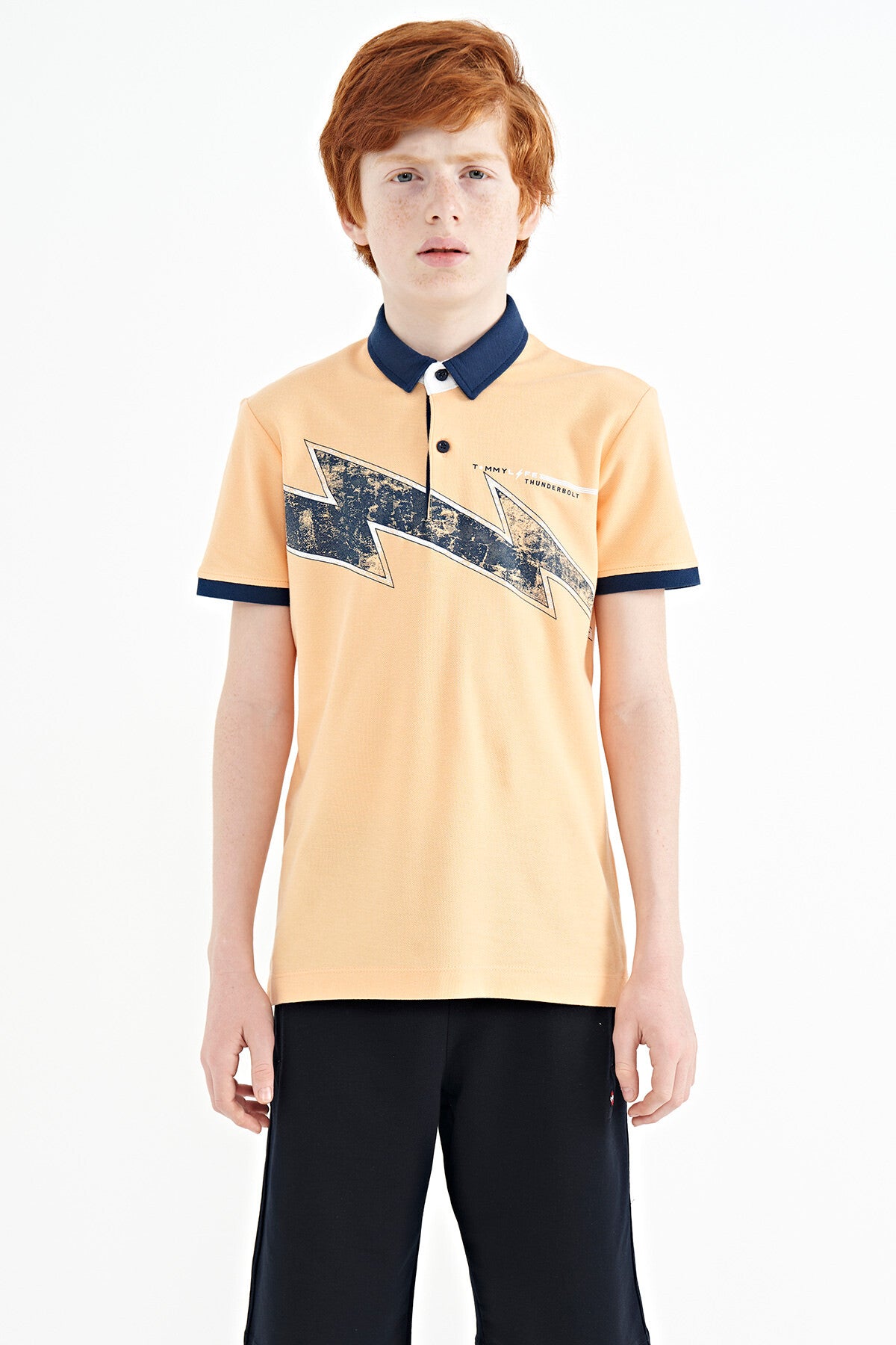 Kavun Içi Baskı Detaylı Standart Kalıp Polo Yaka Erkek Çocuk T-Shirt - 11154