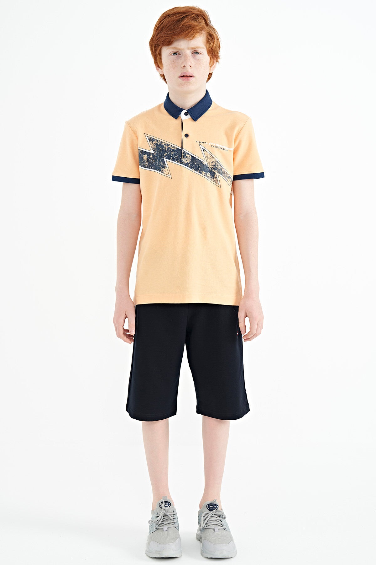 Kavun Içi Baskı Detaylı Standart Kalıp Polo Yaka Erkek Çocuk T-Shirt - 11154