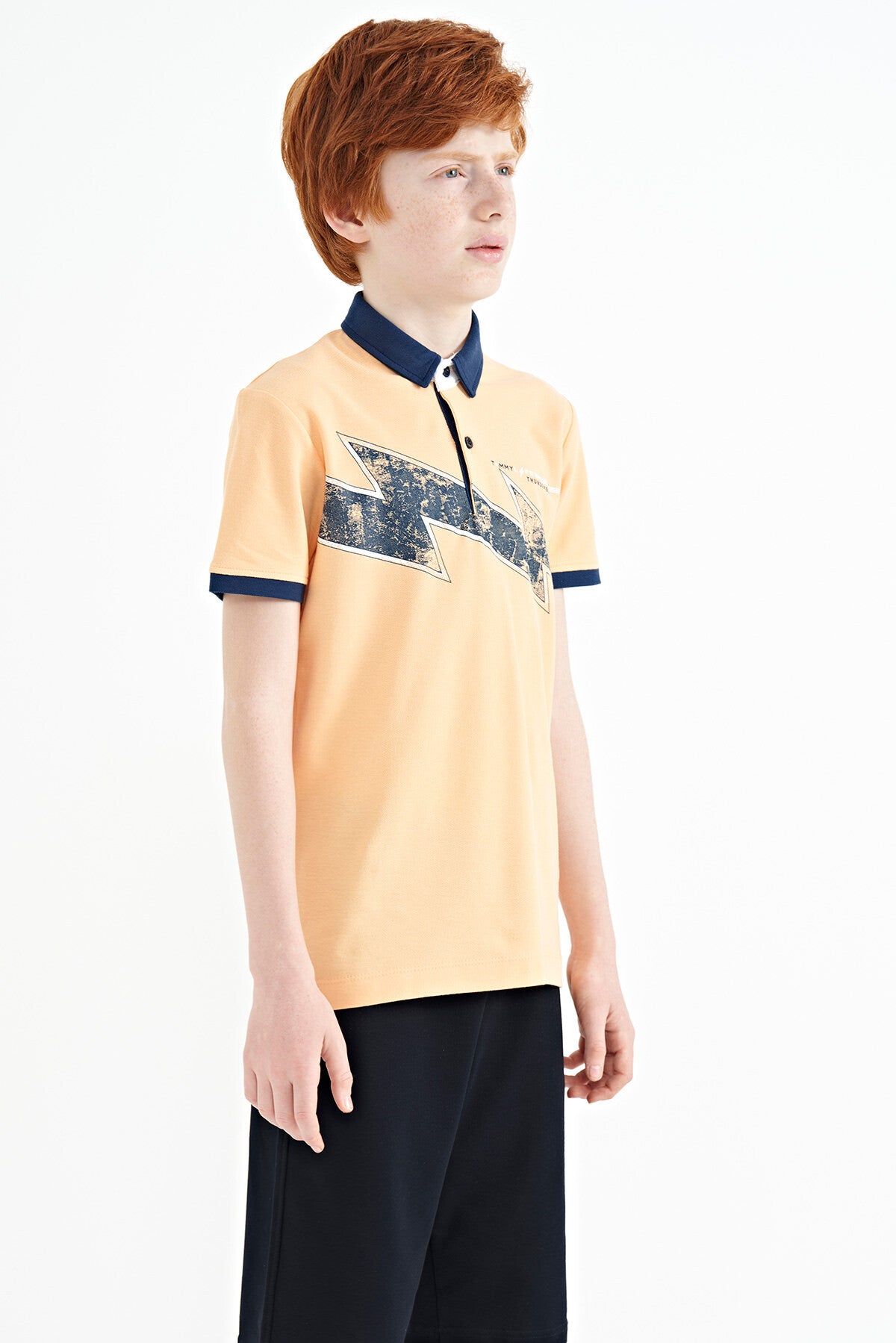 Kavun Içi Baskı Detaylı Standart Kalıp Polo Yaka Erkek Çocuk T-Shirt - 11154