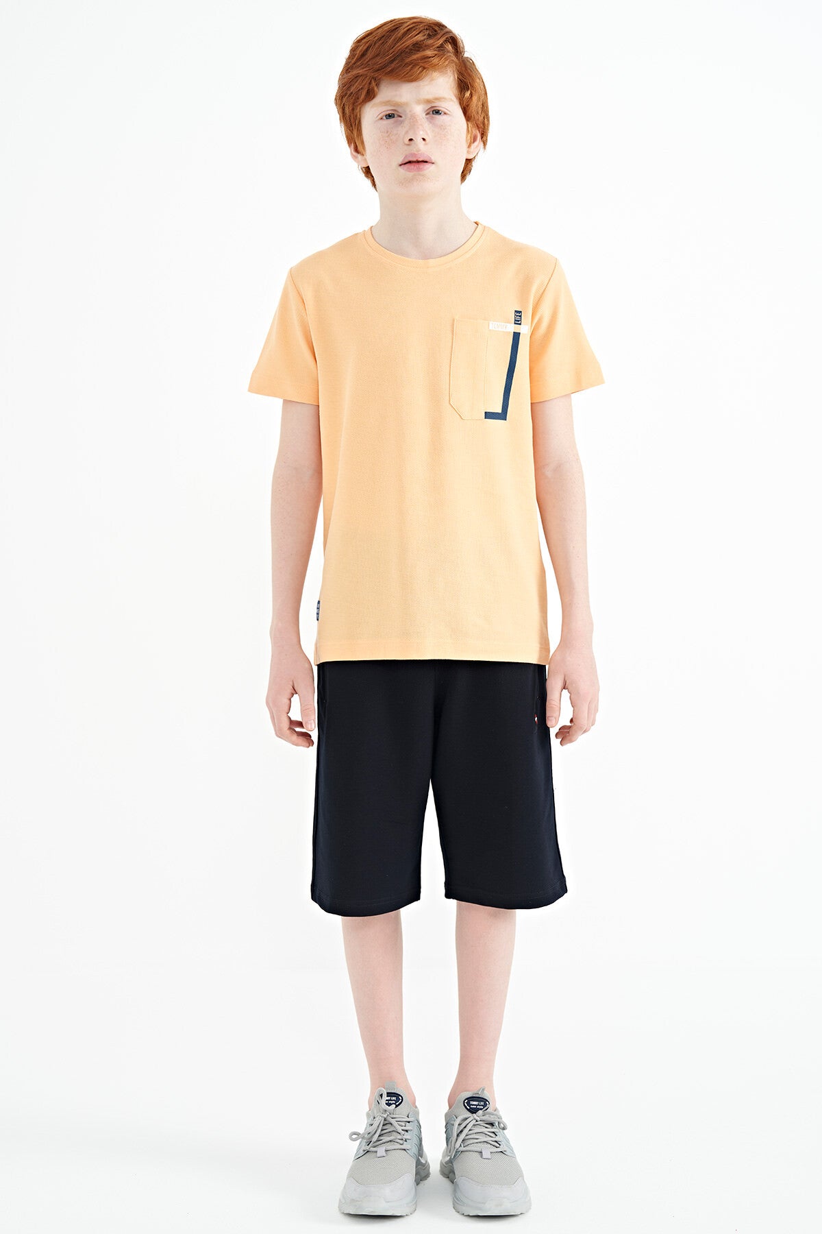 Kavun içi Cep Detaylı O Yaka Standart Kalıp Erkek Çocuk T-Shirt - 11120