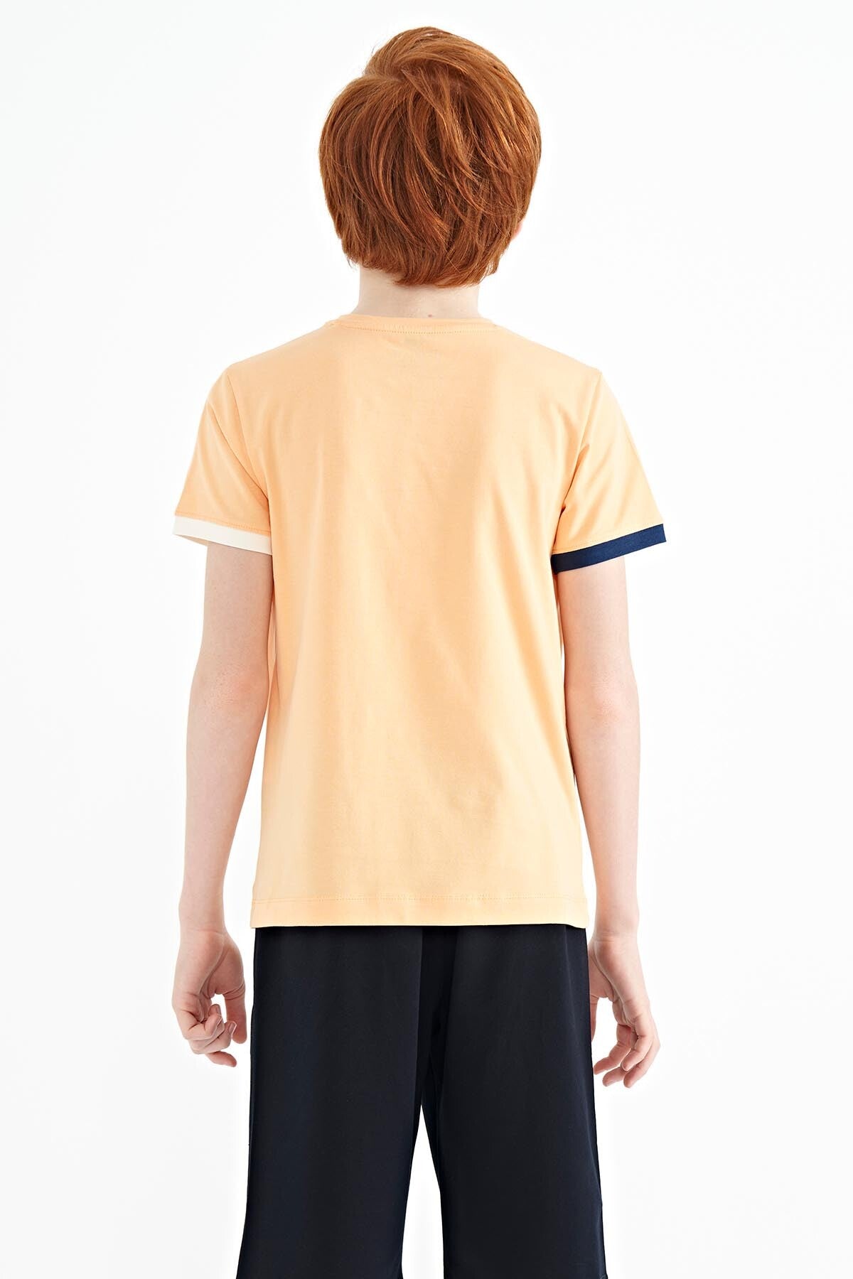 Kavun Içi Yazı Baskılı Standart Kalıp O Yaka Erkek  Çocuk T-Shirt - 11105