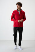 Bran Red - Black Scuba Fabric Men's Tracksuit - 85199