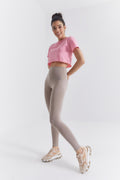 Dark Beige High Waist Shaping Slim Fit Skinny Leg Women's Leggings - 94011
