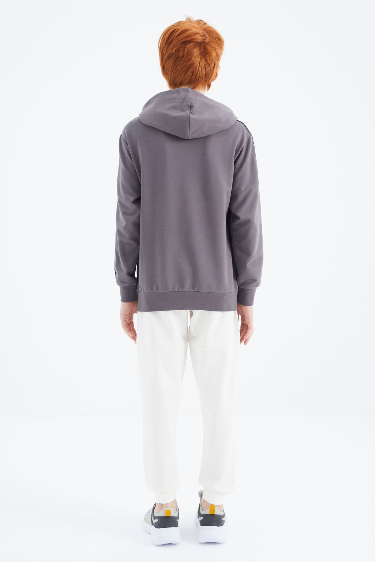 Koyu Gri Kanguru Cepli Erkek Çocuk Sweatshirt - 11176