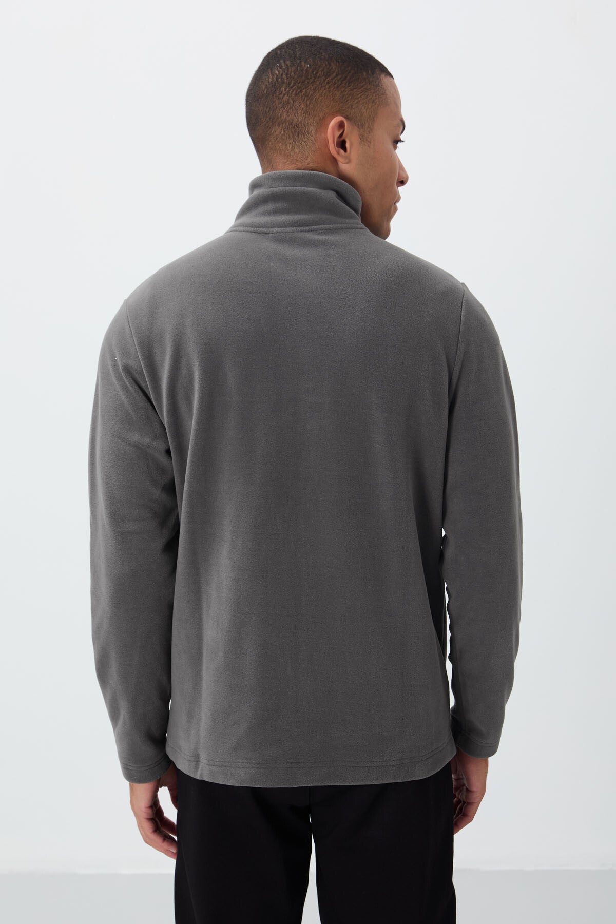 Hardy Koyu Gri Standart Kalıp Polar Erkek Sweatshirt - 88299