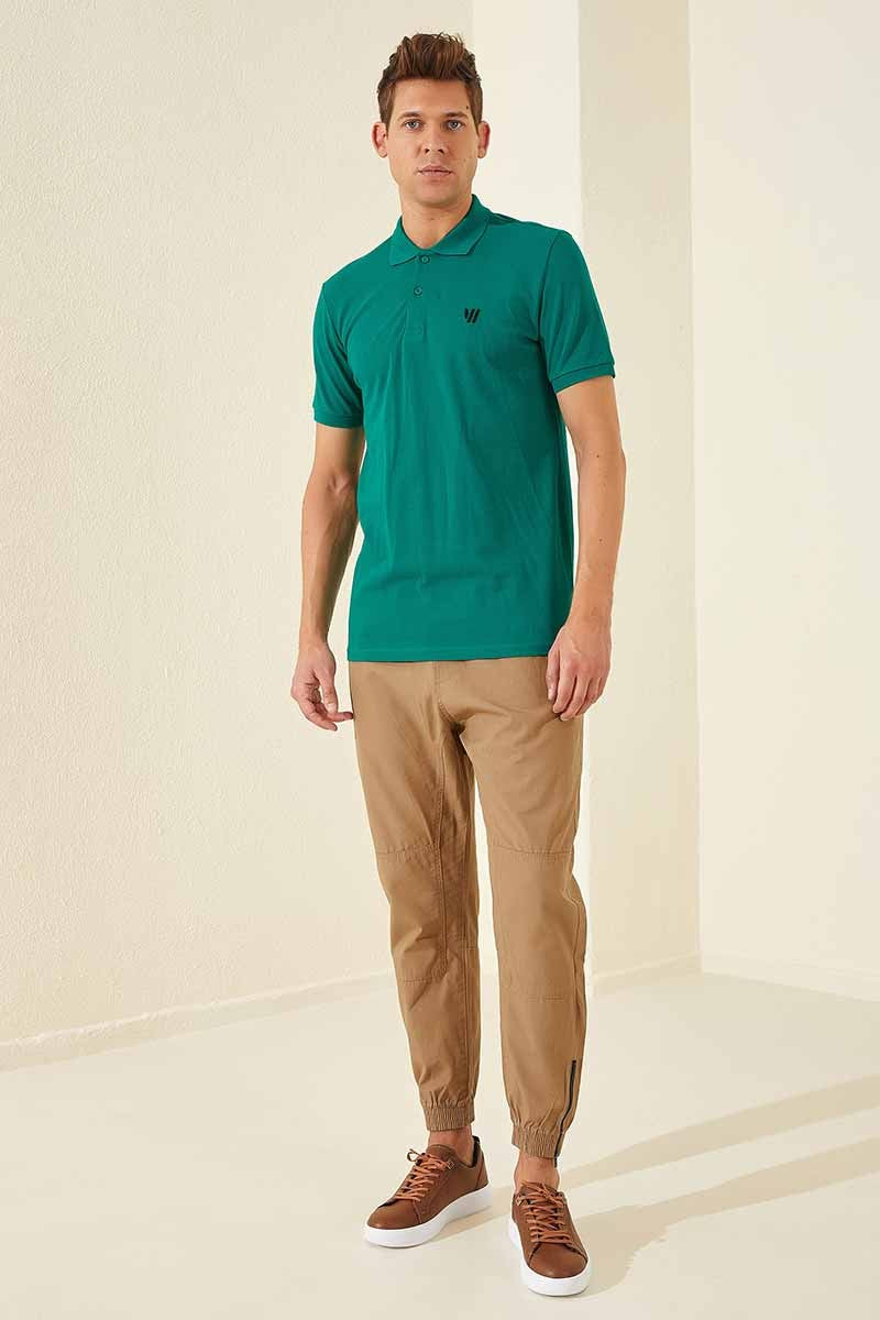 Koyu Yeşil Standart Kalıp Basic Polo Yaka Erkek T-Shirt - 87768