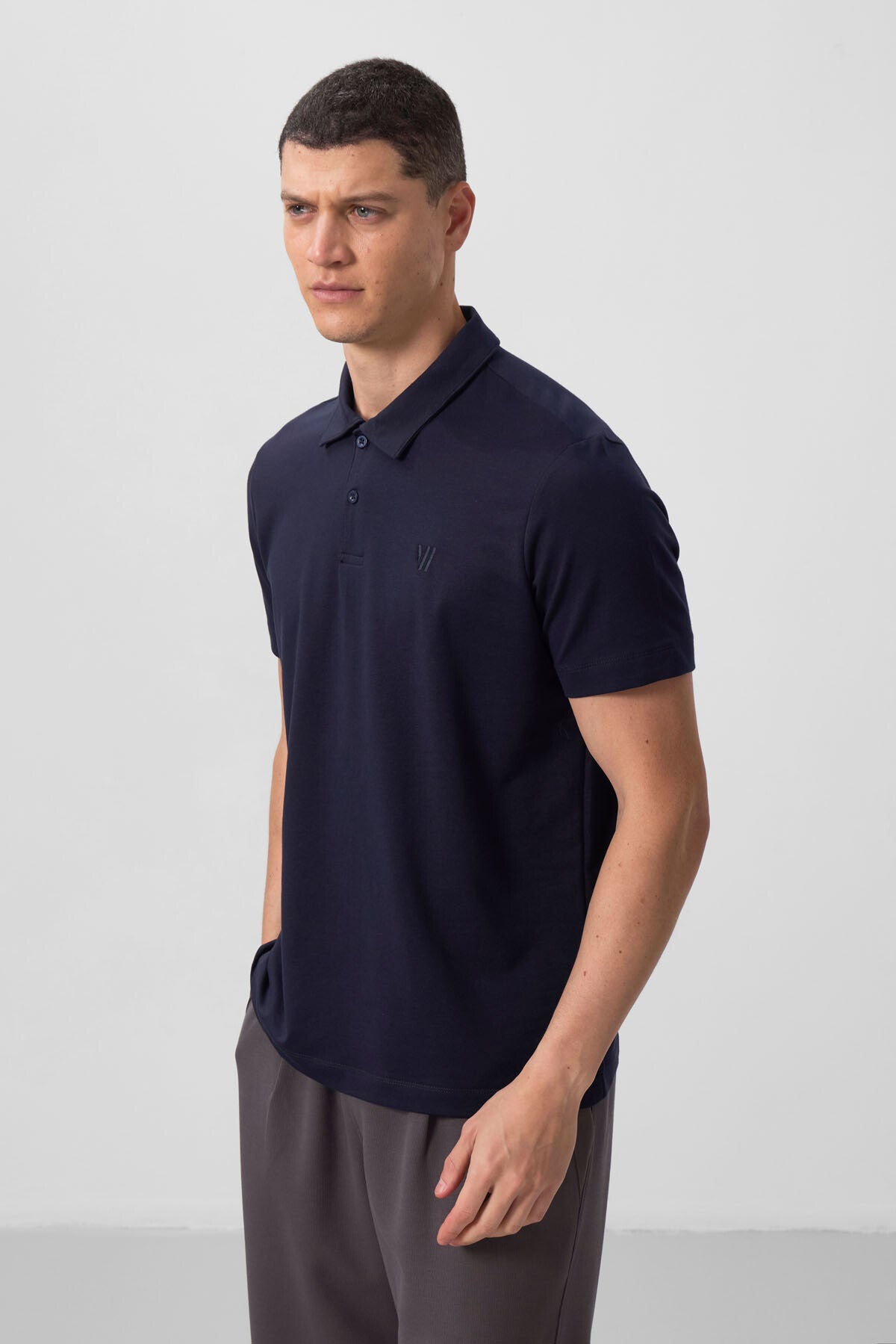 Lacivert Standart Kalıp Basic Polo Yaka Erkek T-Shirt - 87768