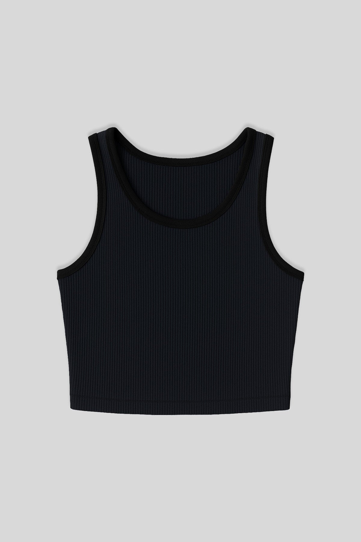 Lacivert Basic Sıfır Kol Dar Kalıp U Yaka Kadın Crop Top Atlet - 97160